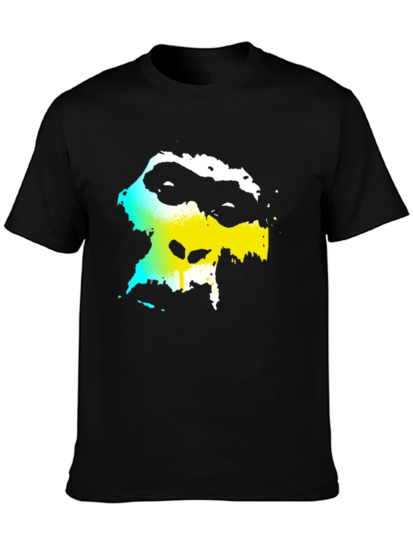Black Abstract Face Graphic Black Tee view 3