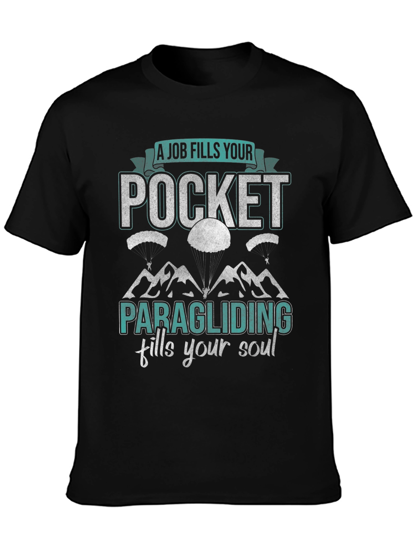Black Paragliding Soul Graphic T-Shirt view 3