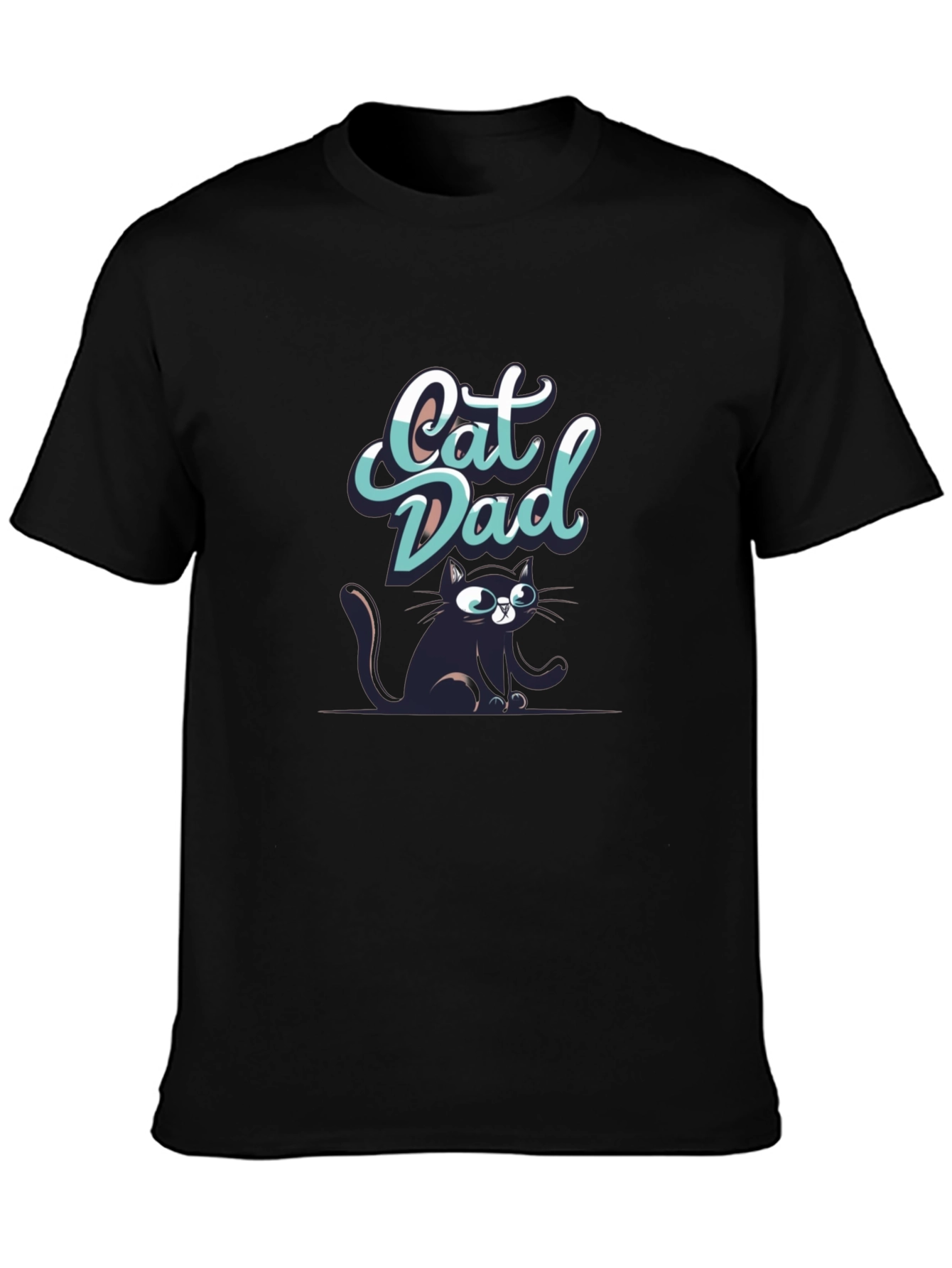 Black Cat Dad Graphic T-Shirt view 3