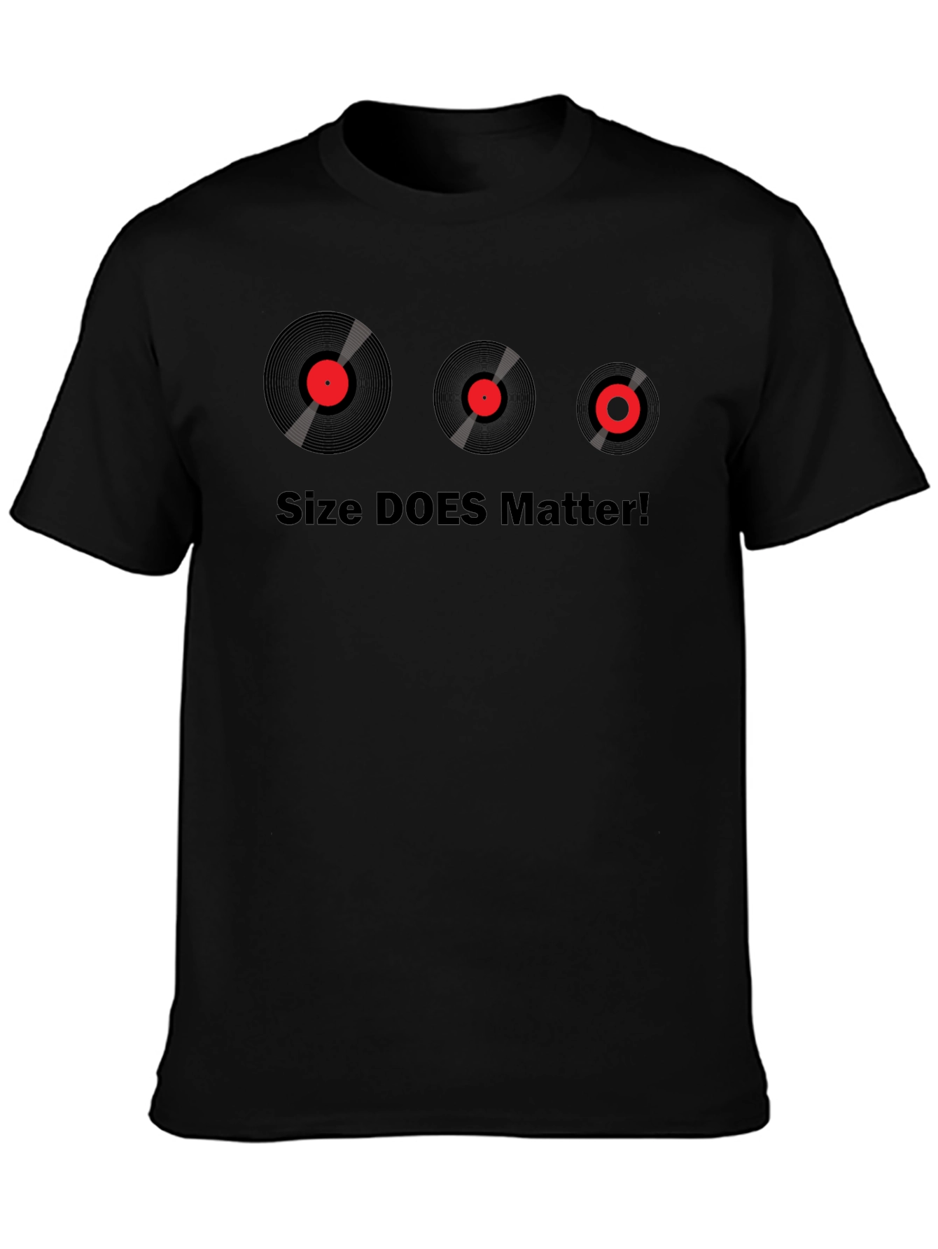 Black Size DOES Matter T-Shirt - Vinyl Record Design view 3