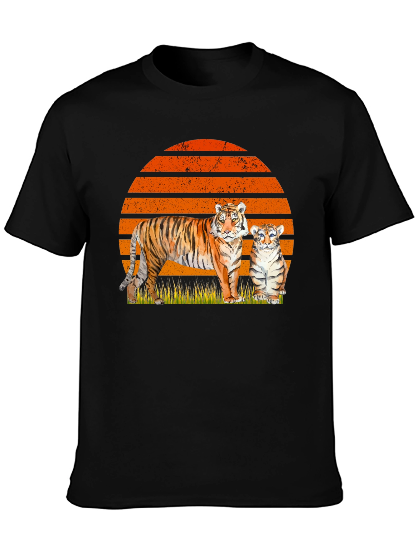 Black Tiger & Cub Sunset Graphic Tee view 3
