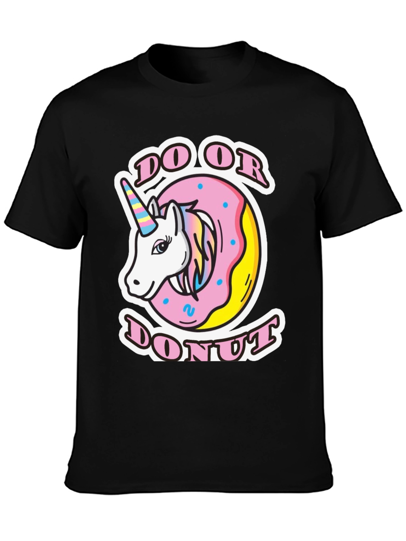 Black Do Or Donut Unicorn T-Shirt - Unisex view 3