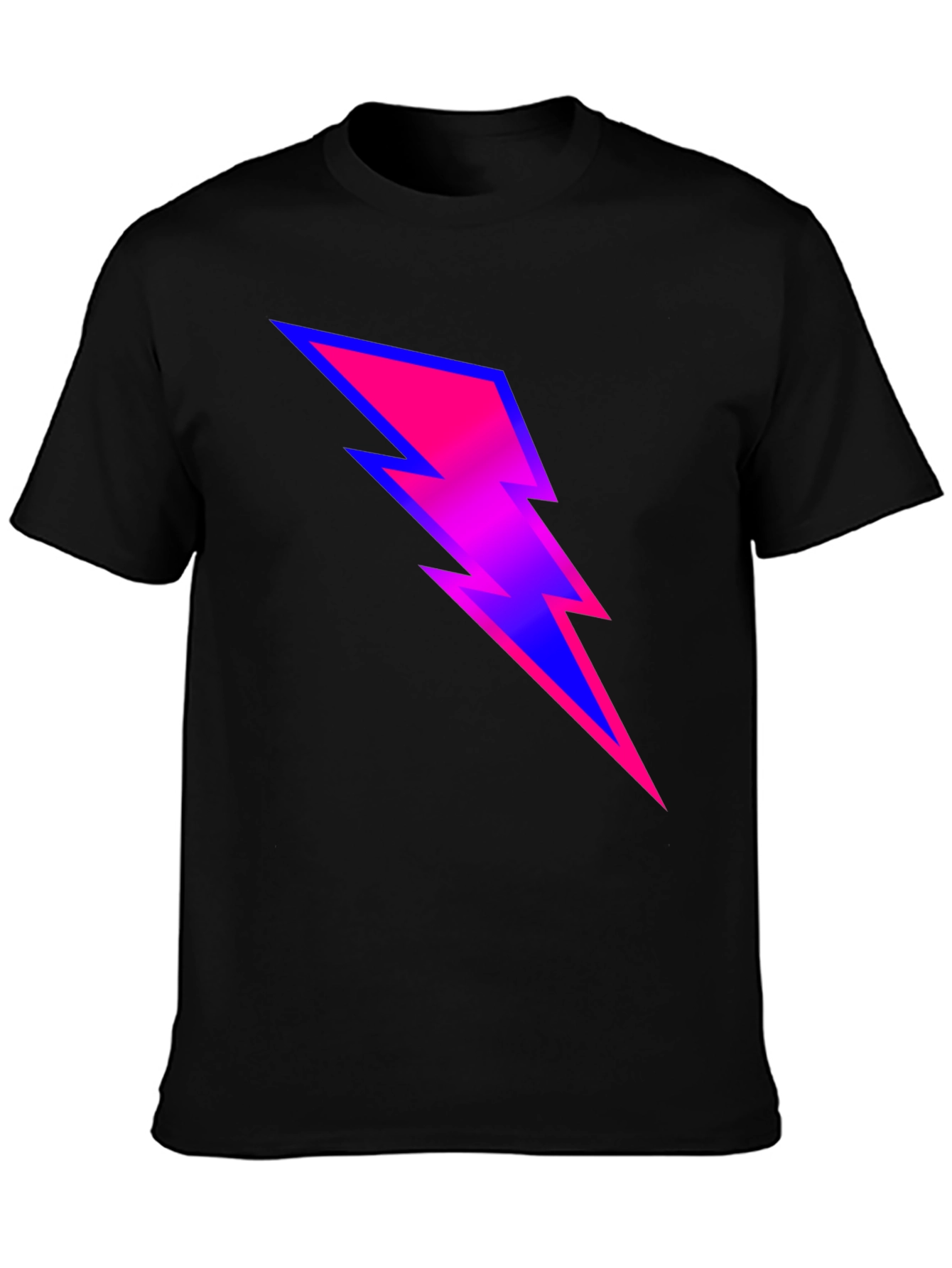Black Electric Bolt Graphic Tee - Black Cotton Blend T-Shirt view 3