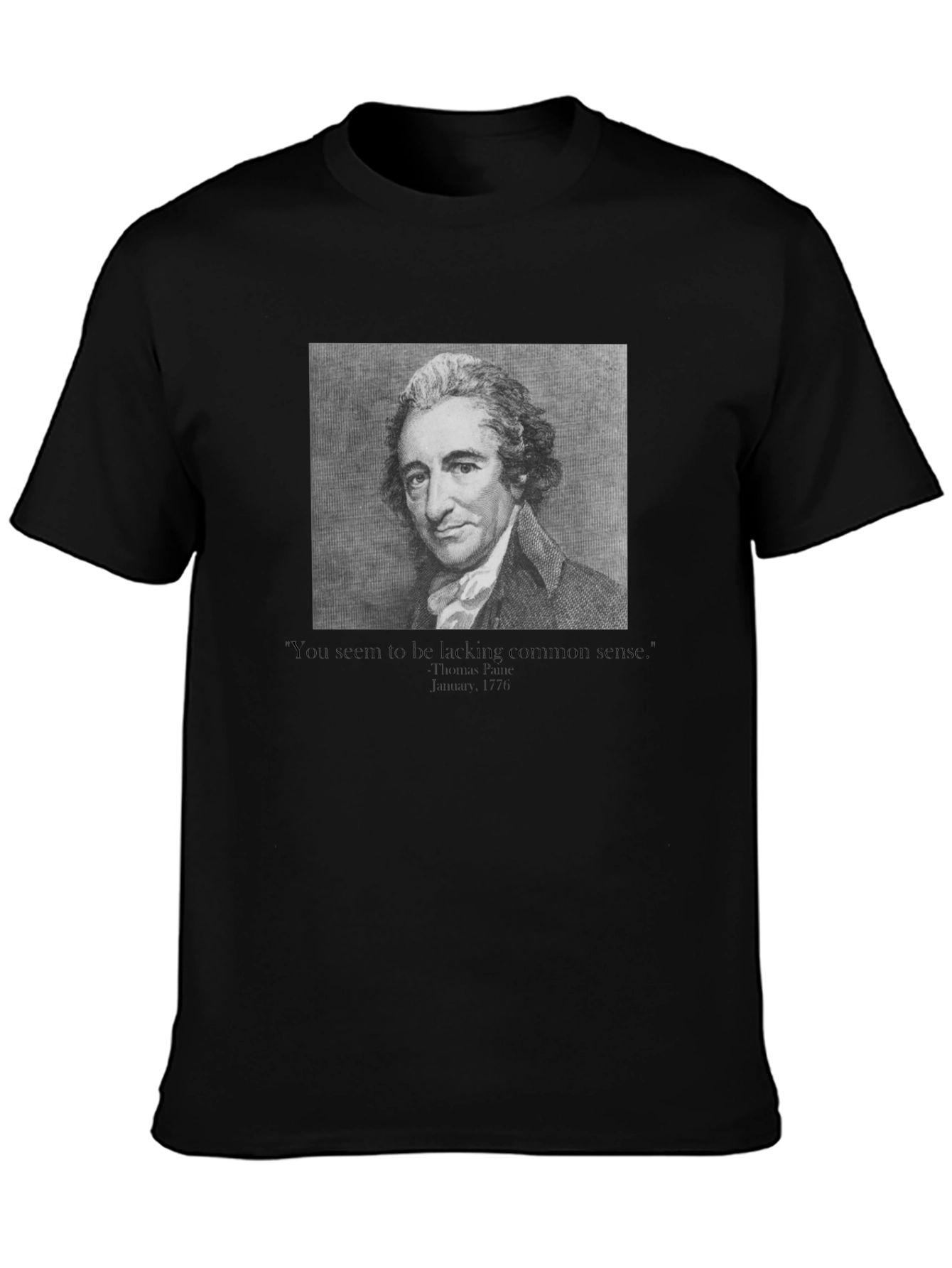 Black Thomas Paine Common Sense T-Shirt view 3