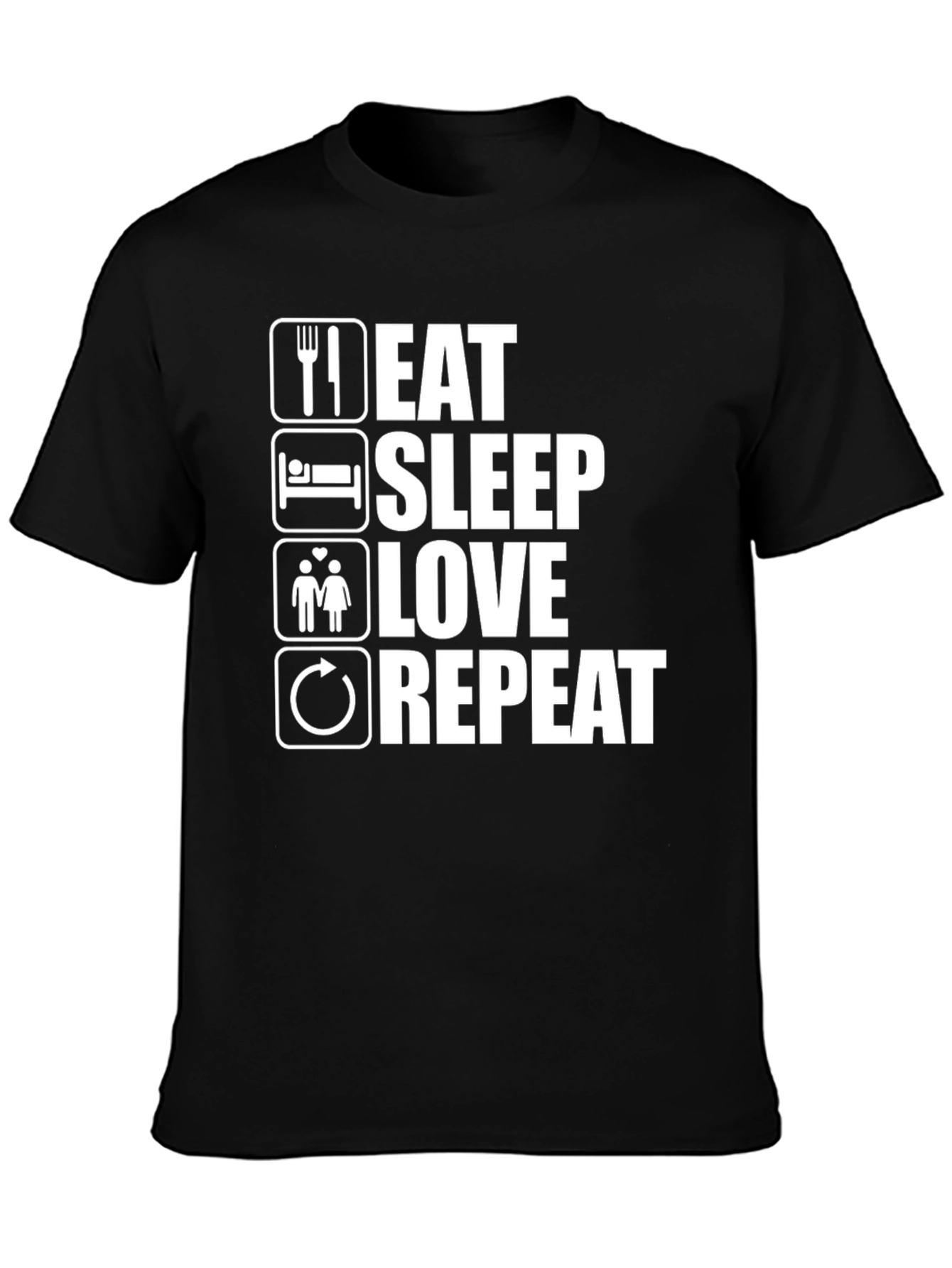 Black Eat Sleep Love Repeat Graphic Tee - Unisex view 3