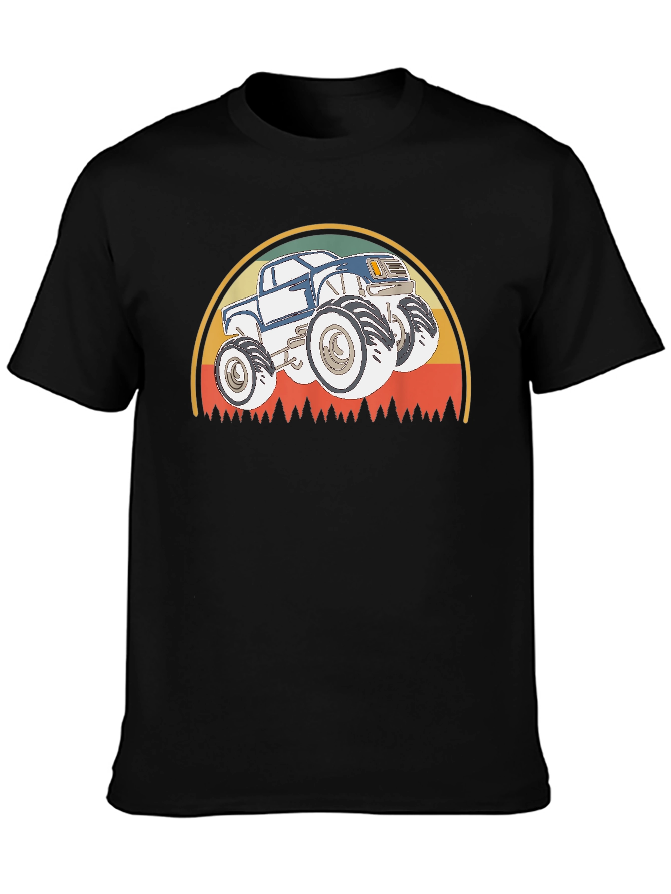 Black Monster Truck T-Shirt - Retro Style Design view 3