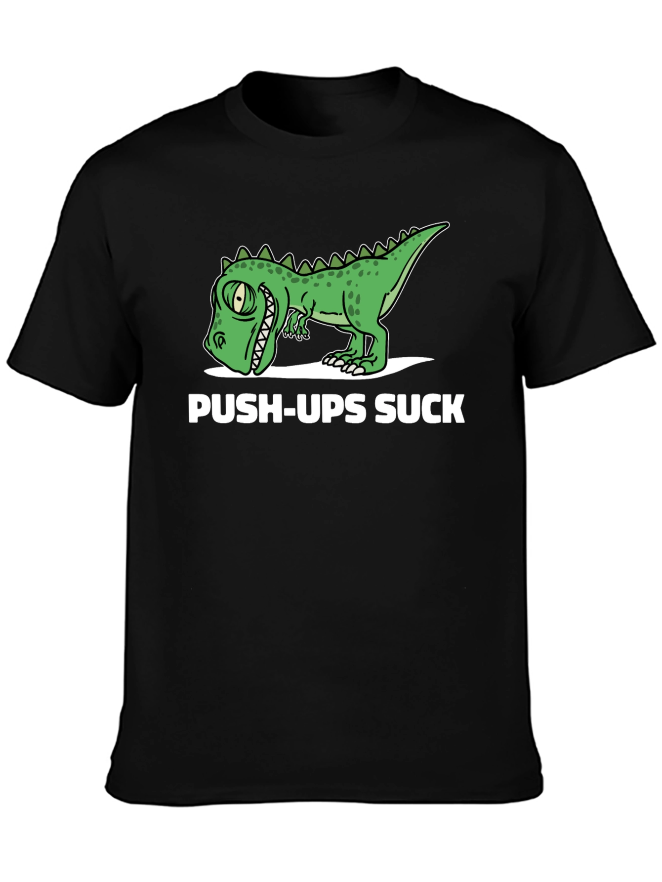 Black Funny Dinosaur Push-Ups Suck Graphic T-Shirt view 3