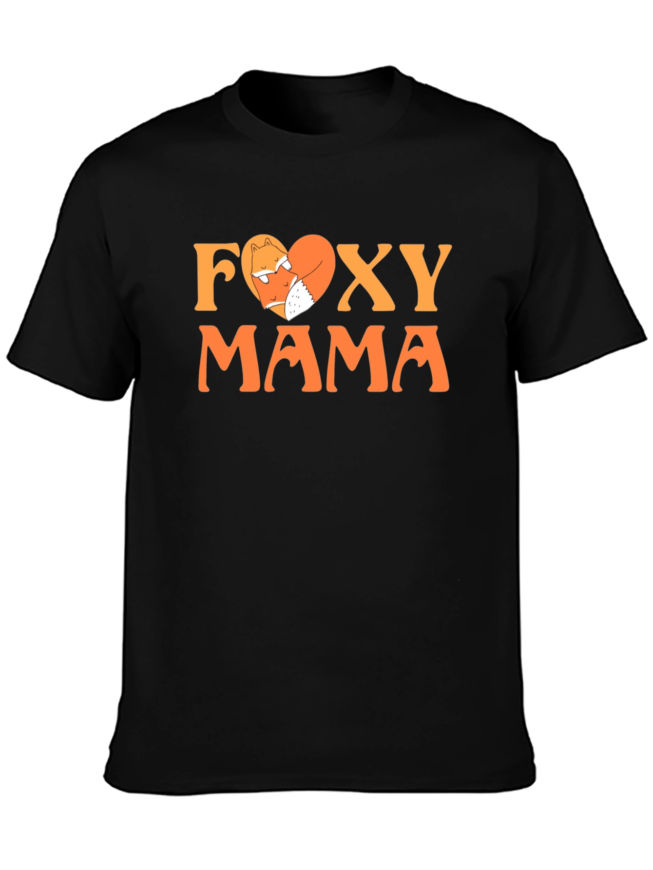 Black Foxy Mama Graphic Tee - Cute Fox Heart T-Shirt view 3