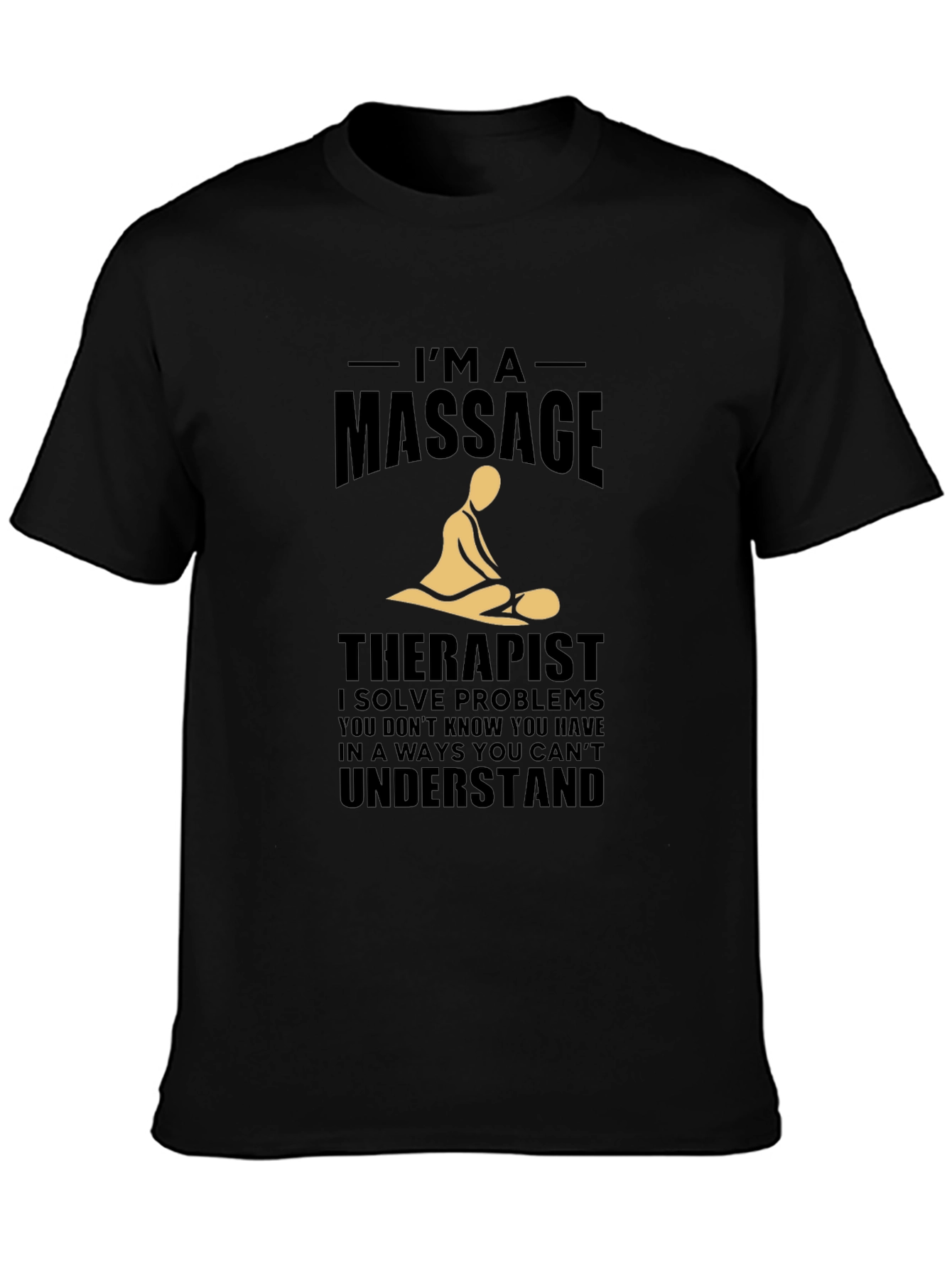 Black Massage Therapist Novelty Graphic T-Shirt view 3