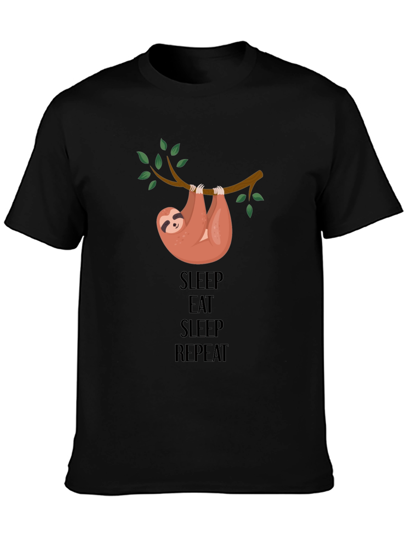 Black Sleep Eat Repeat Sloth Graphic Tee view 3