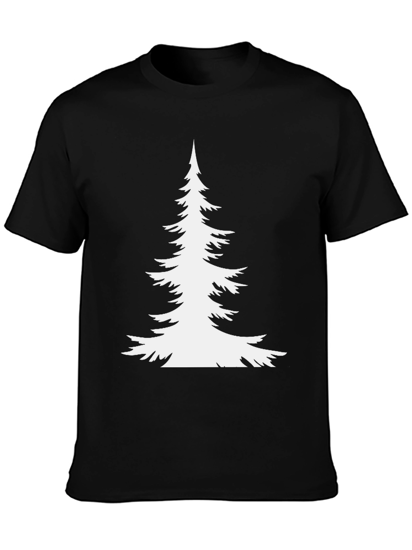 Black Evergreen Tree Graphic Tee - Black Cotton T-Shirt view 3