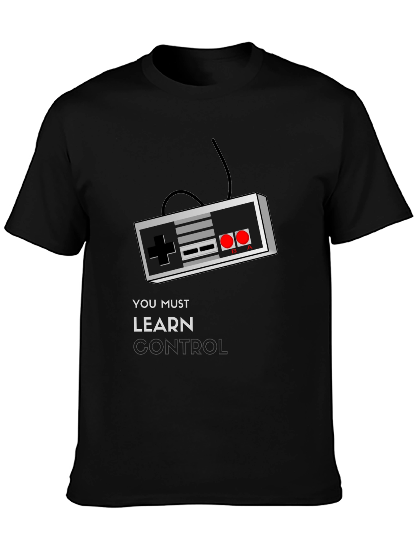Black Retro Gamer T-Shirt - Learn Control view 3