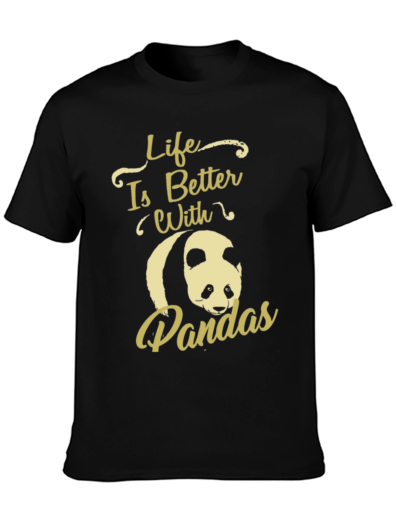 Black Life is Better with Pandas Graphic T-Shirt view 3