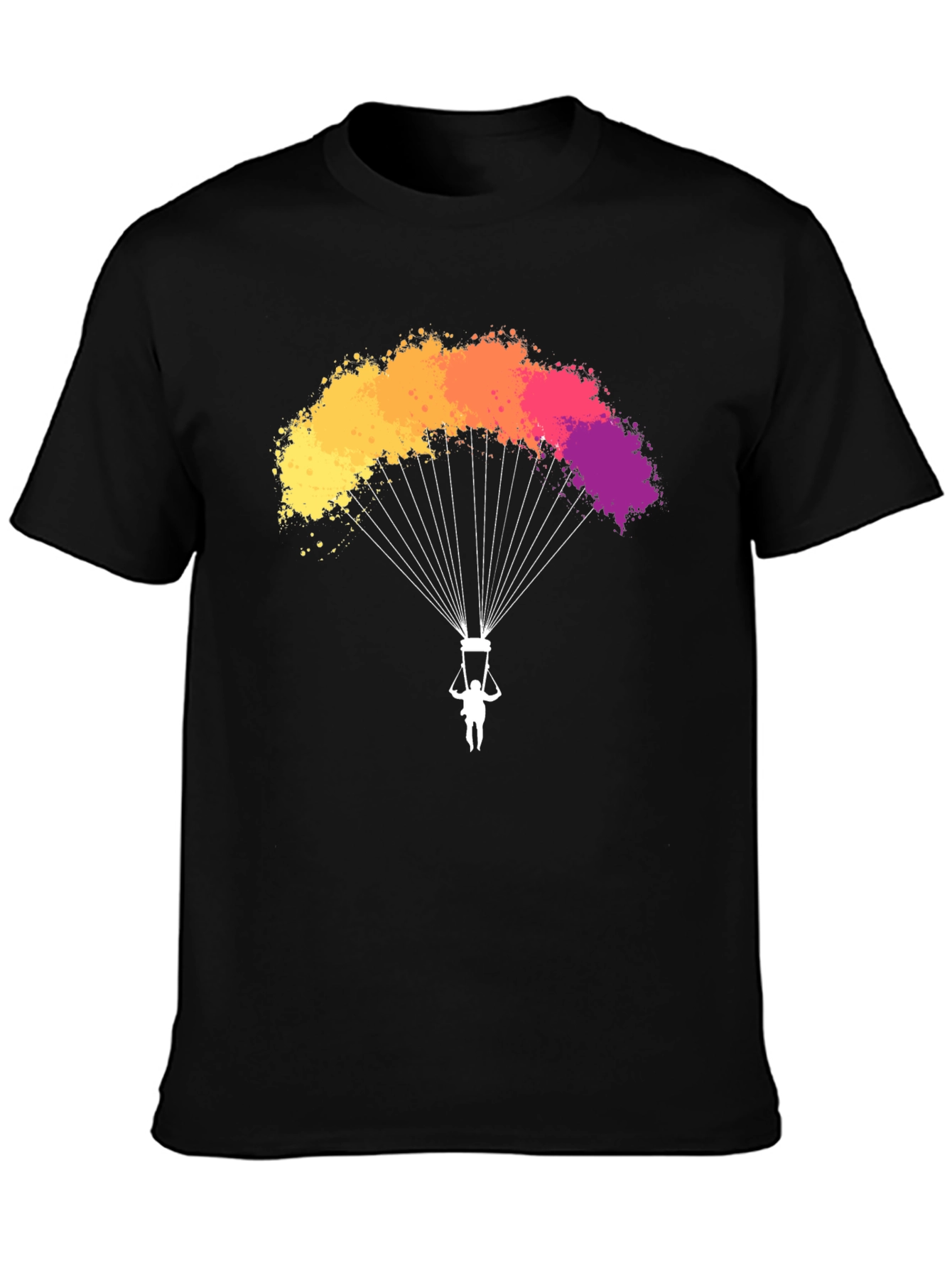 Black Parachute T-Shirt - Vibrant Colorful Design view 3
