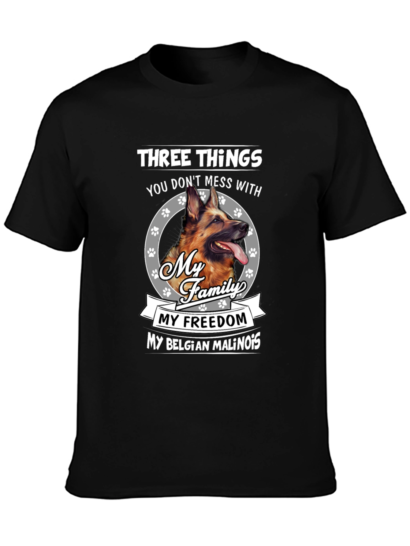 Black Belgian Malinois Dog Lover T-Shirt view 3