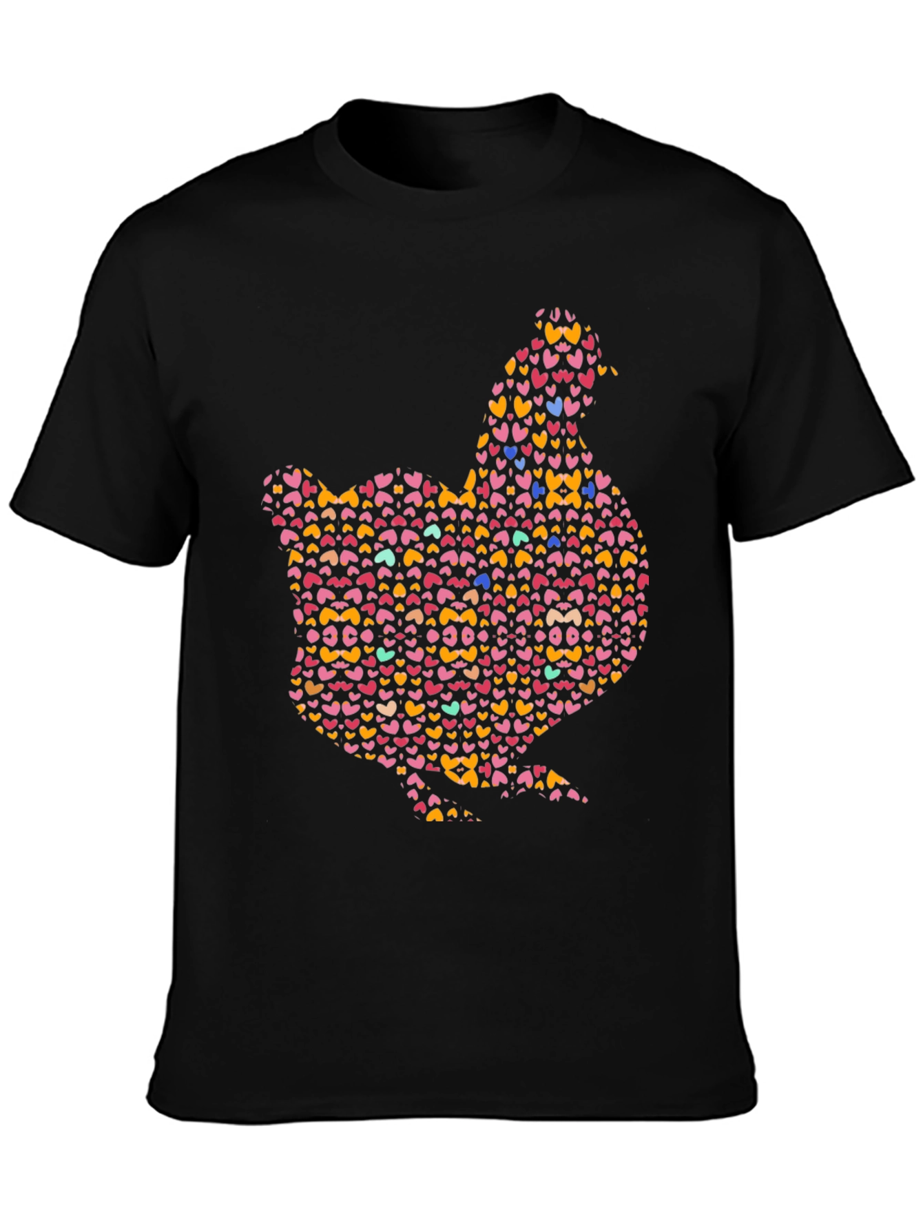 Black Heart Chicken Graphic Black T-Shirt view 3