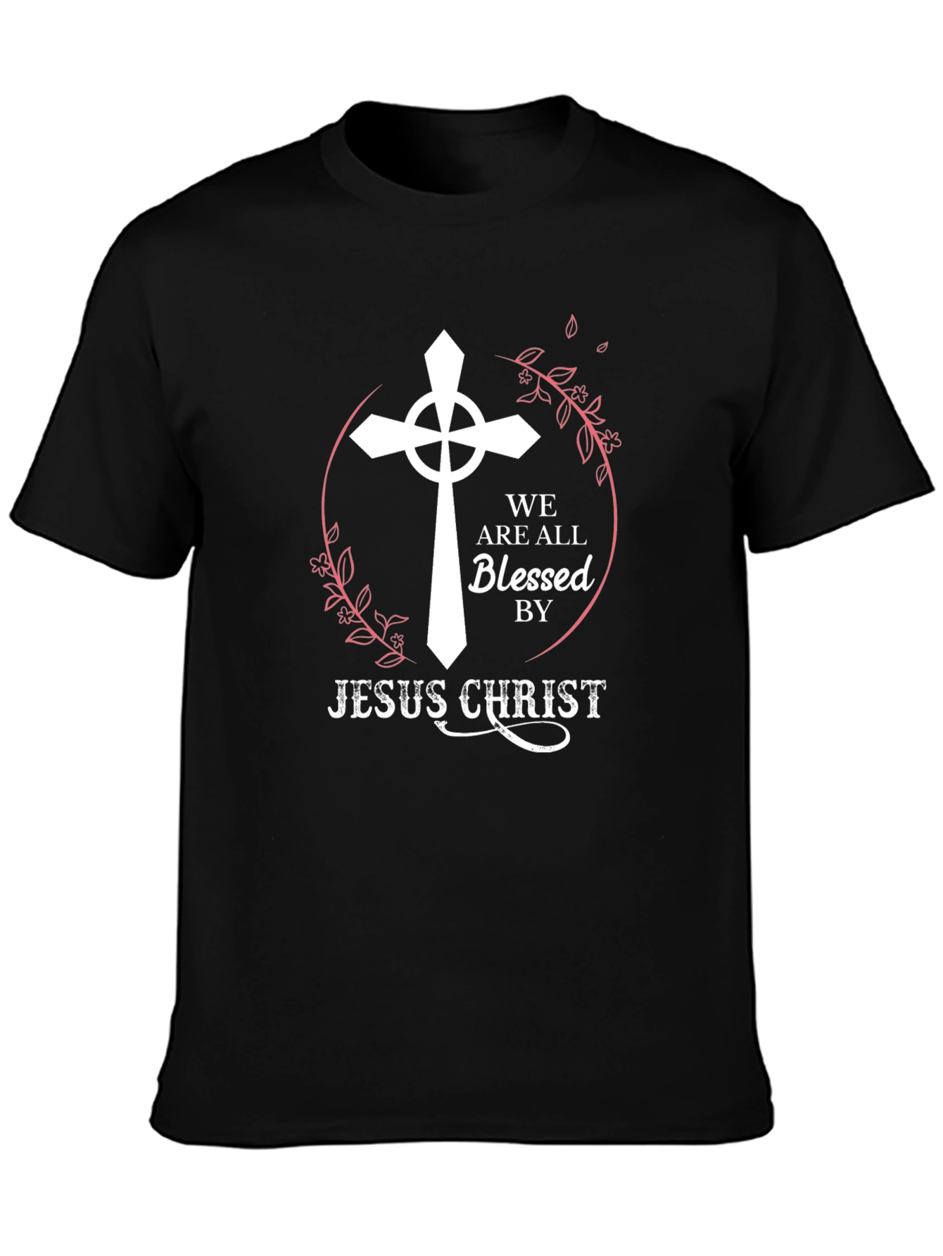 Black Blessed by Jesus Christ Black T-Shirt view 3