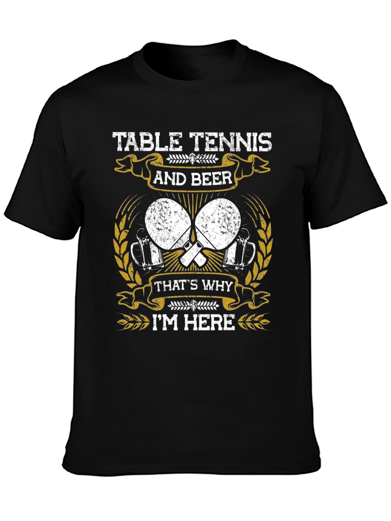 Black Table Tennis and Beer Graphic T-Shirt view 3