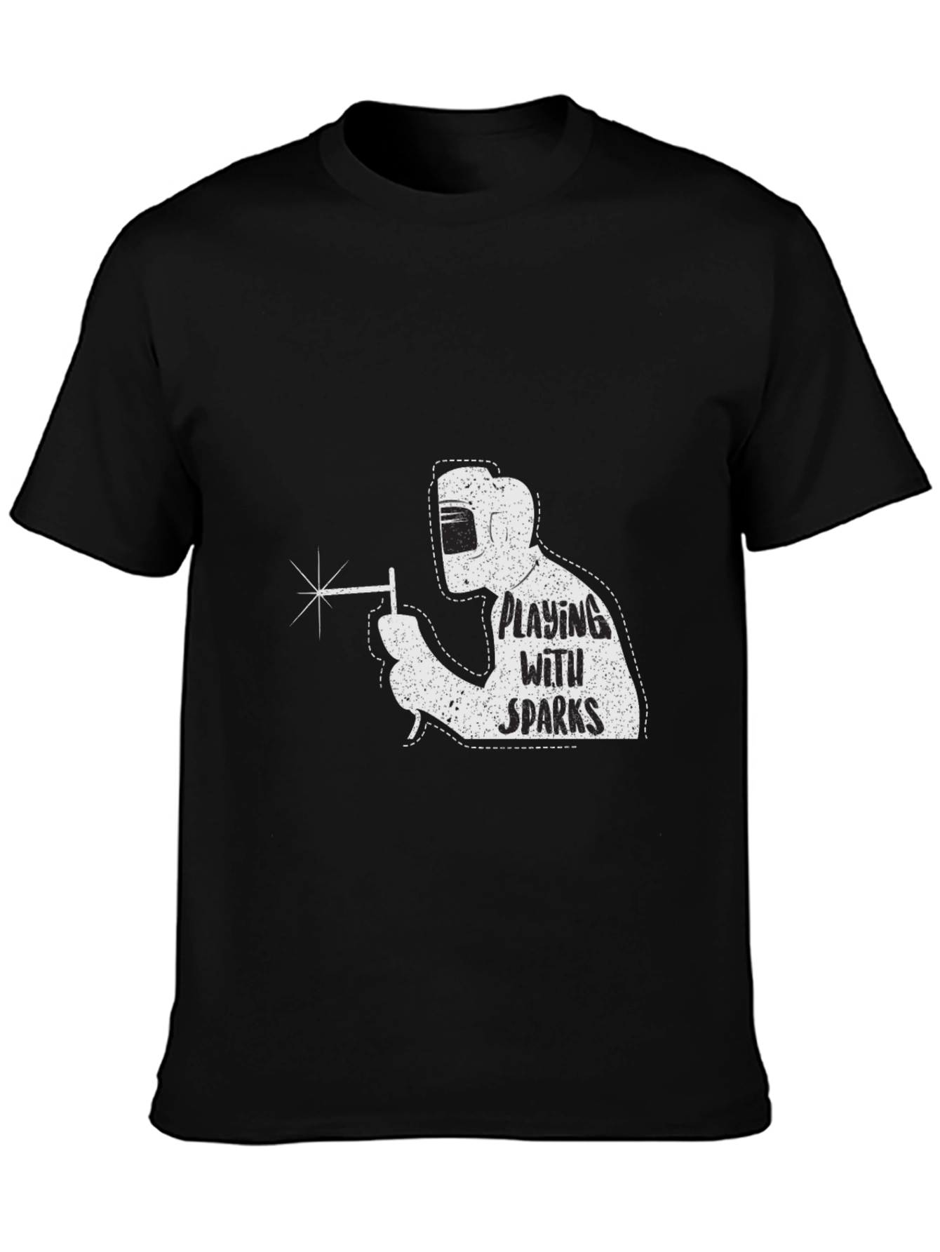 Black Welding Humor T-Shirt - Playing with Sparks view 3