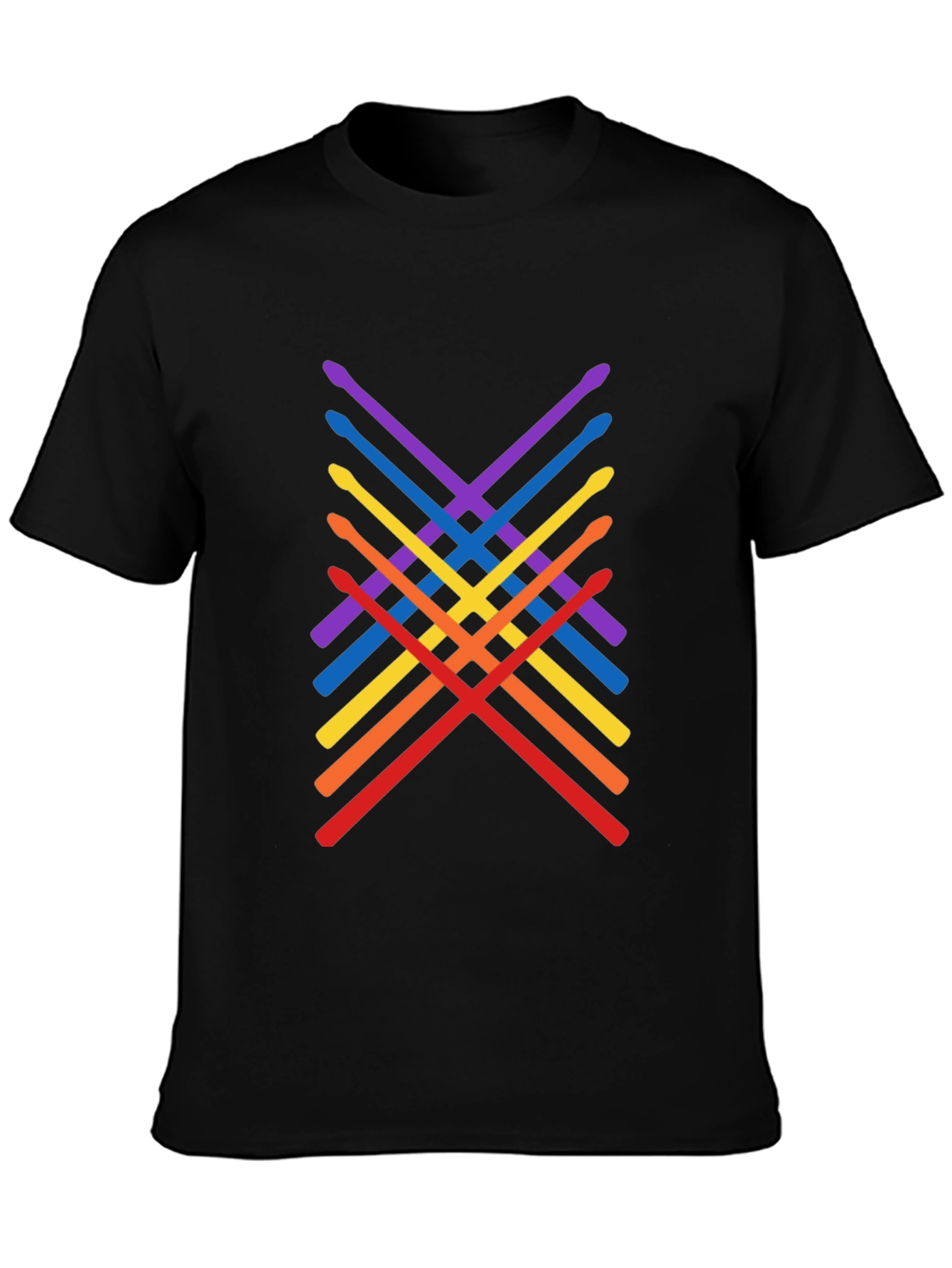 Black Rainbow Drumsticks Graphic Tee - Music Lover Shirt view 3