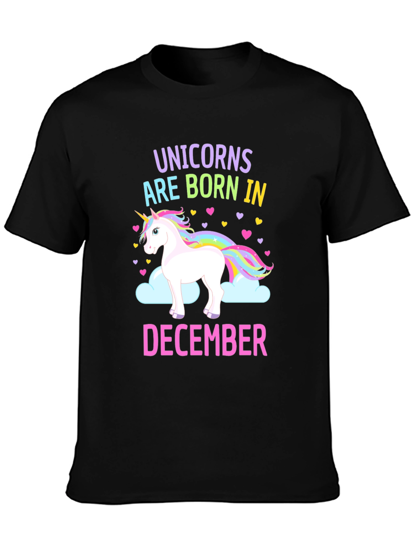 Black Unicorn December Birthday T-Shirt view 3