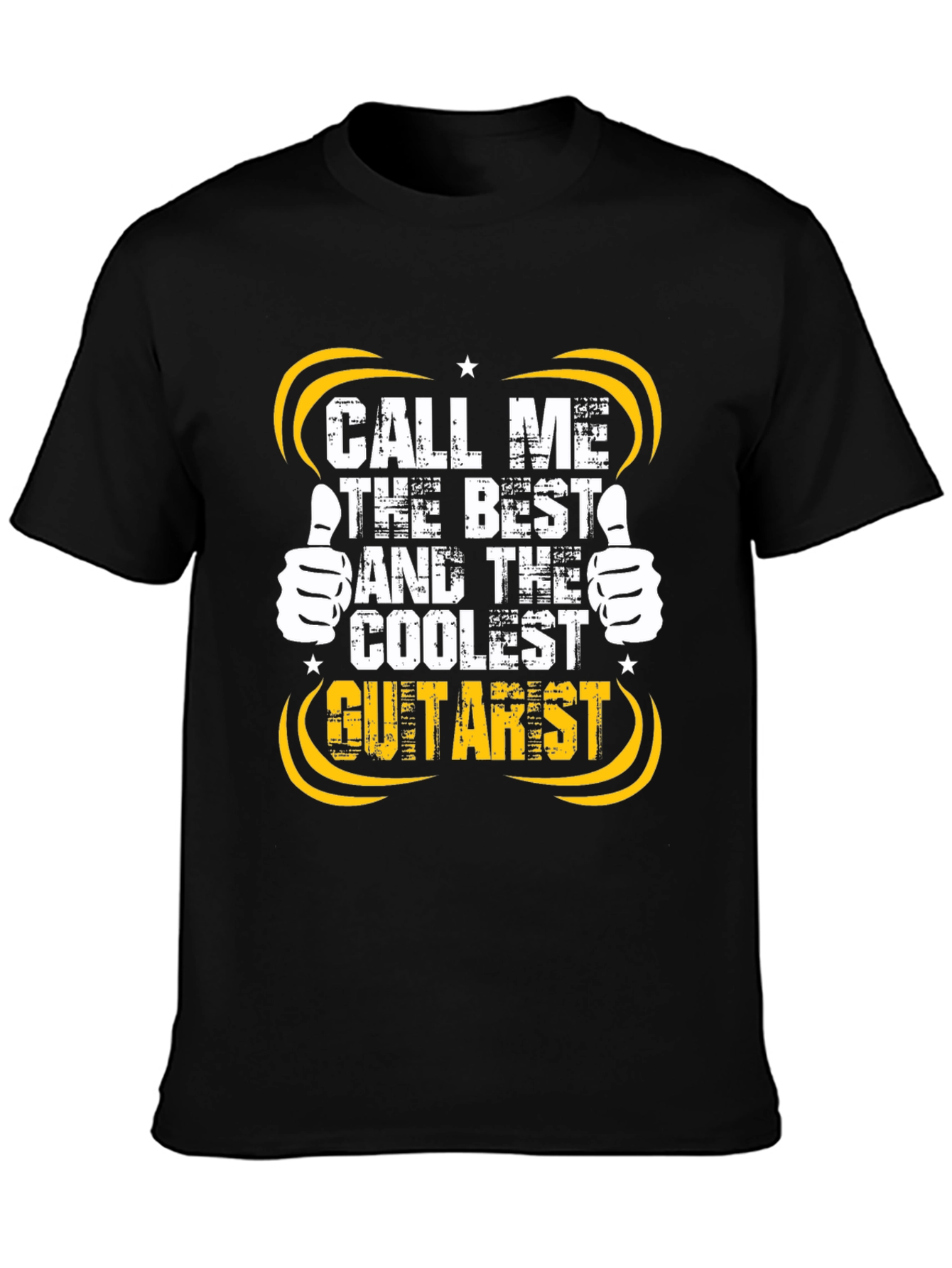 Black Coolest Guitarist Graphic Tee - Black Cotton T-Shirt view 3