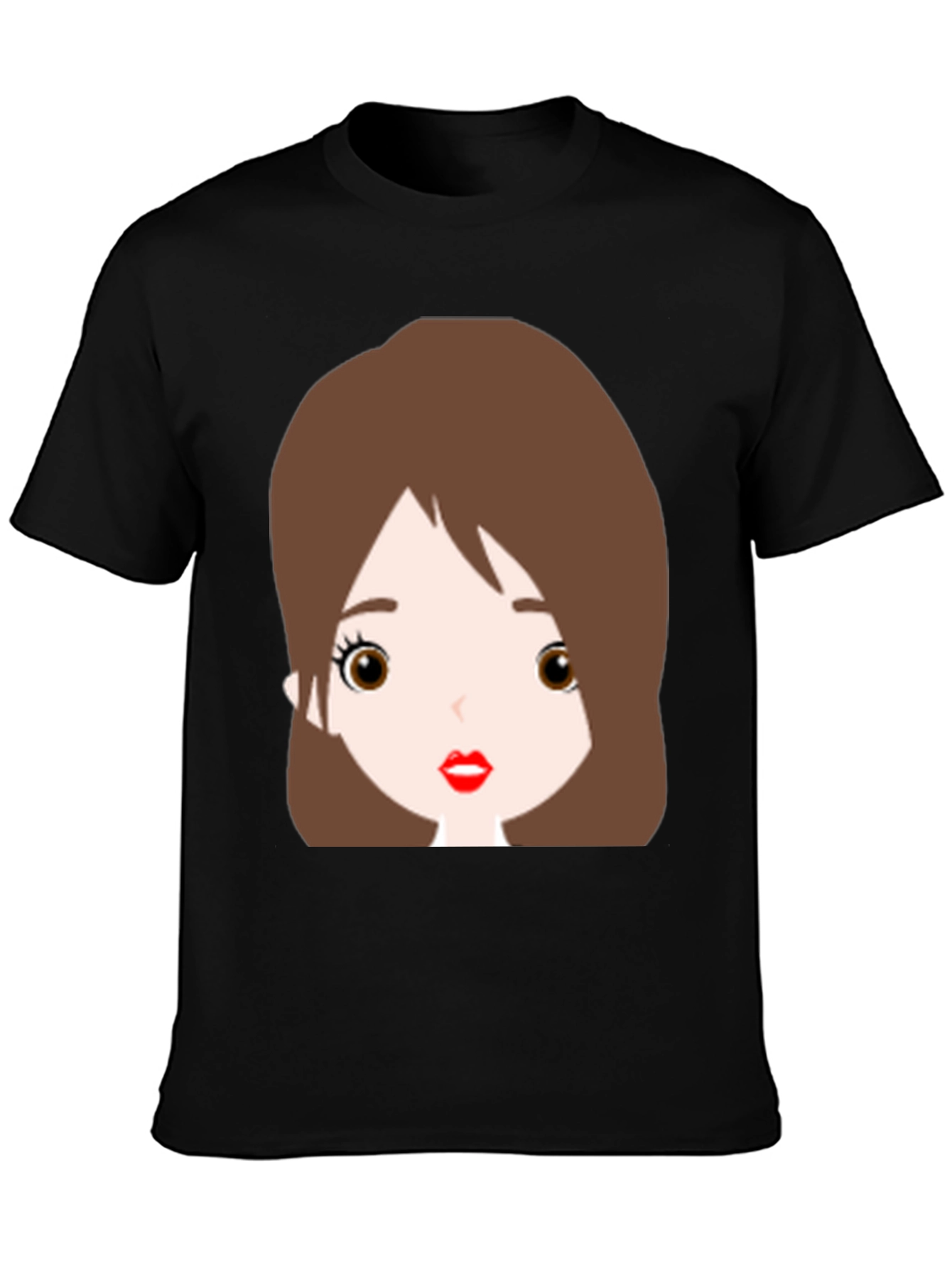 Black Cute Cartoon Girl Graphic Black T-Shirt view 3