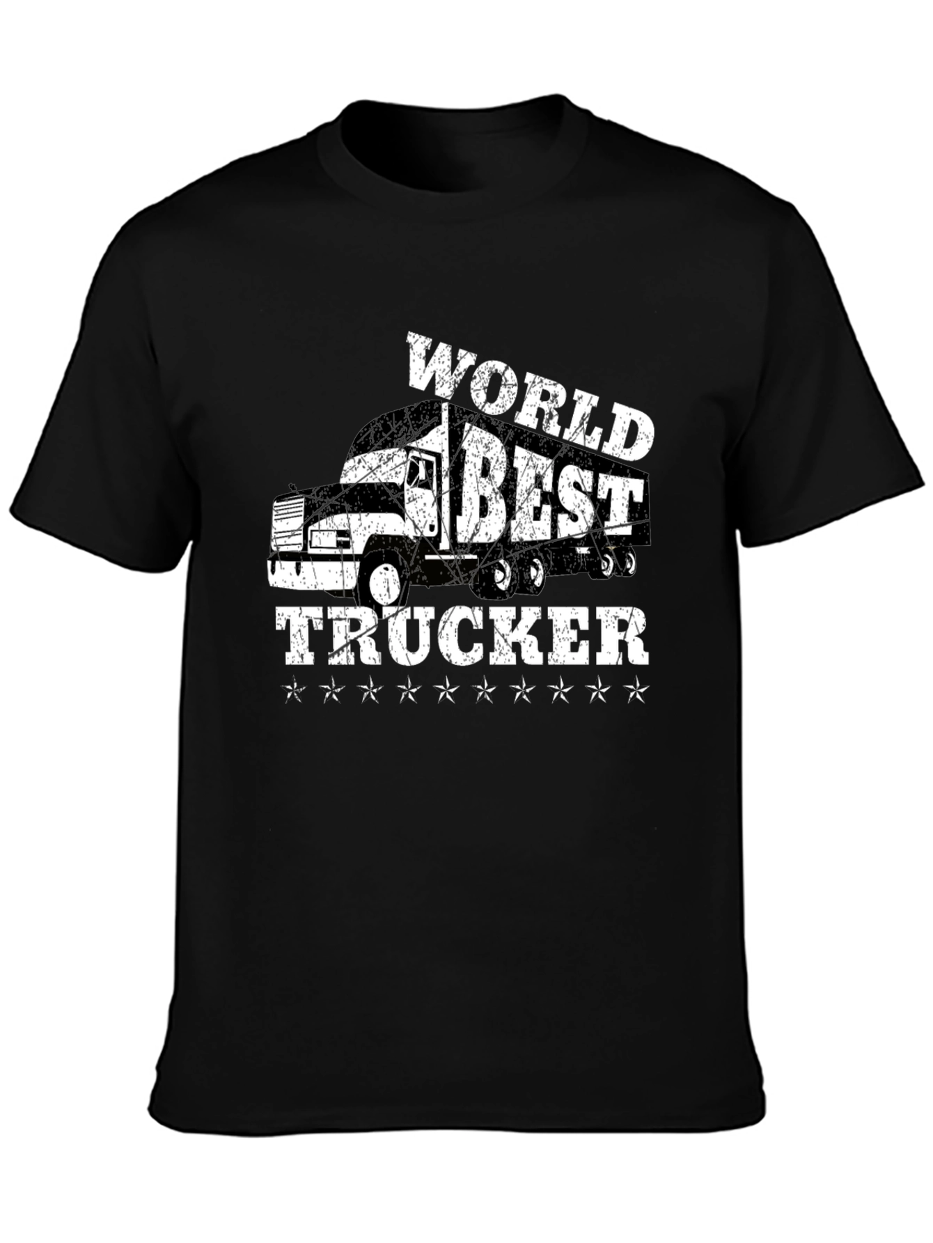 Black World's Best Trucker T-Shirt - Black Cotton Tee view 3