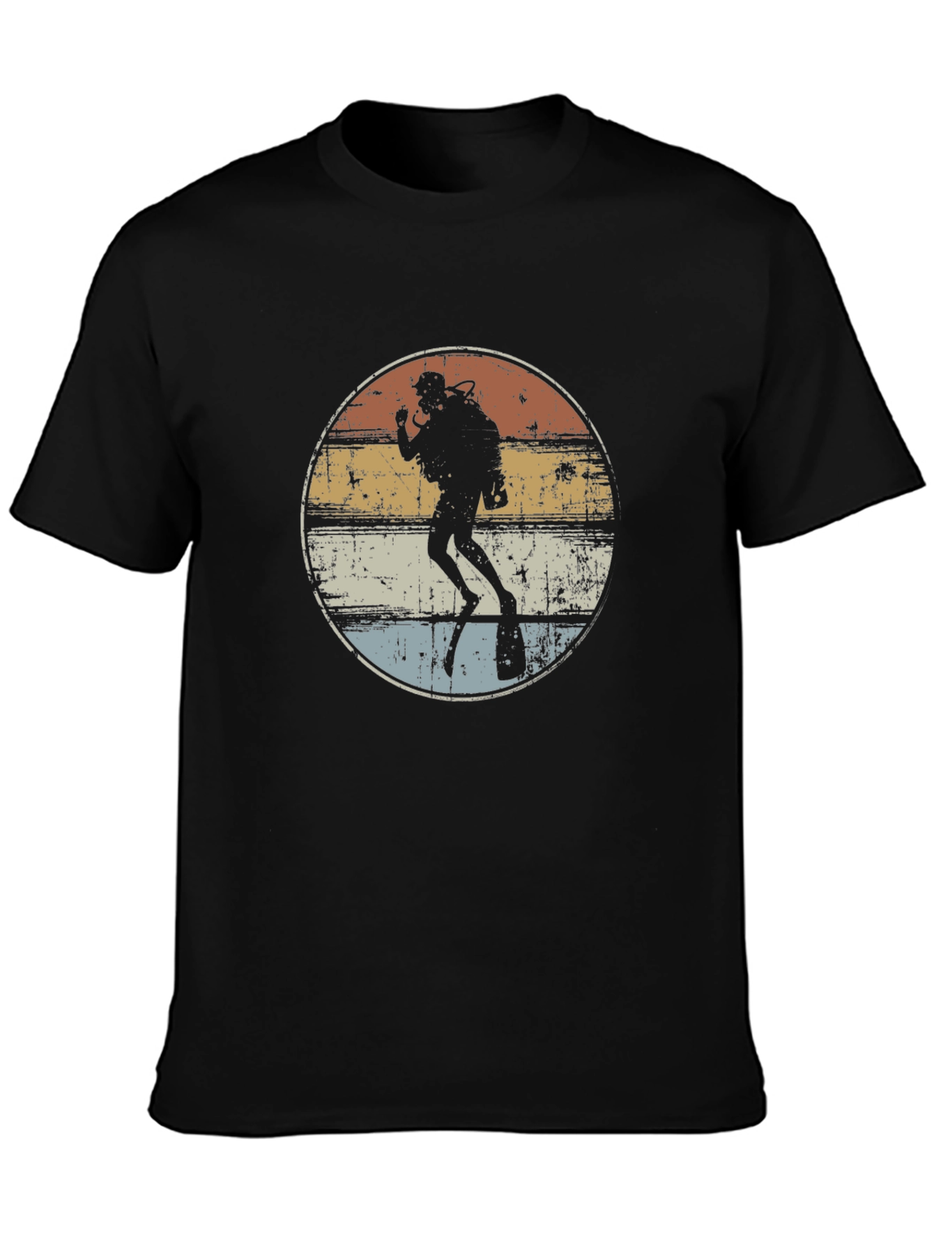 Black Retro Scuba Diver Graphic T-Shirt view 3