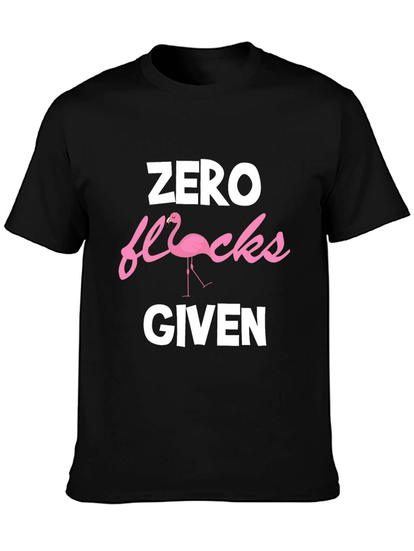 Black Zero Flocks Given Graphic T-Shirt - Funny Flamingo Tee view 3