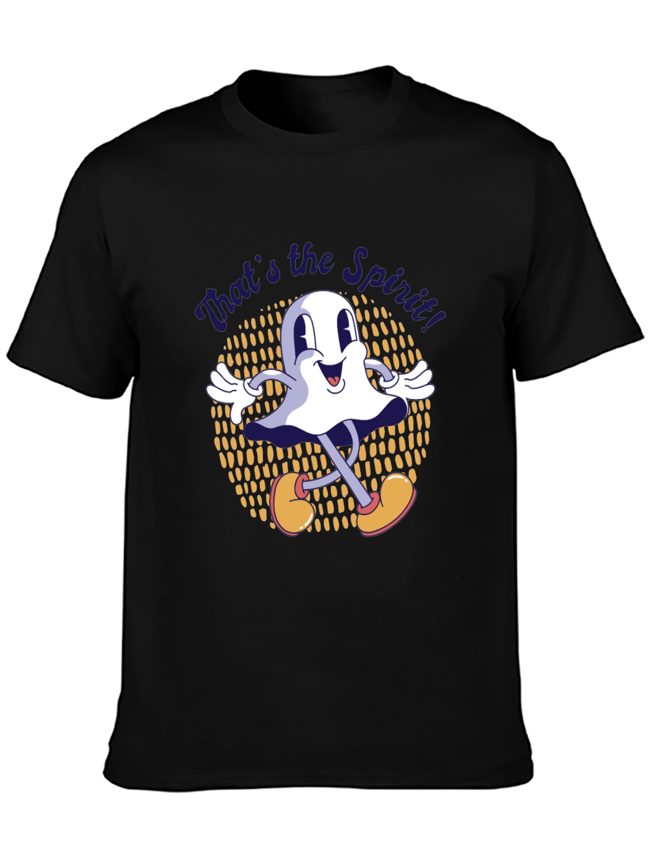 Black Retro Cartoon Ghost T-Shirt - That's the Spirit! view 3