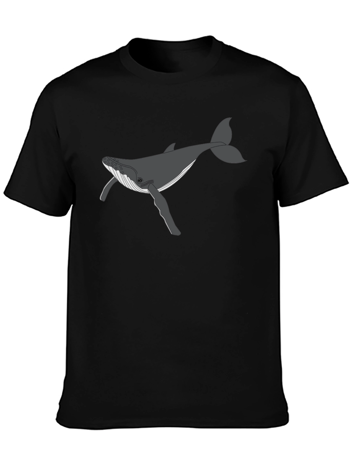 Black Whale Graphic Tee - Black Casual T-Shirt view 3