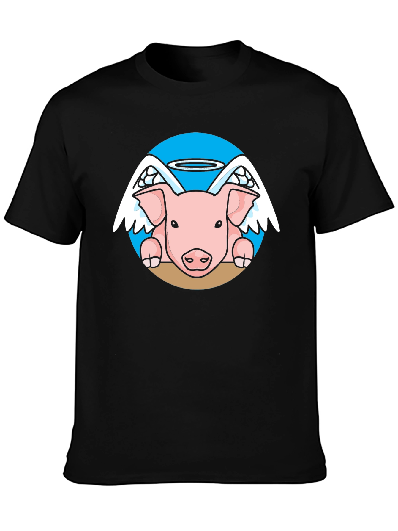 Black Angel Pig Black T-Shirt view 3