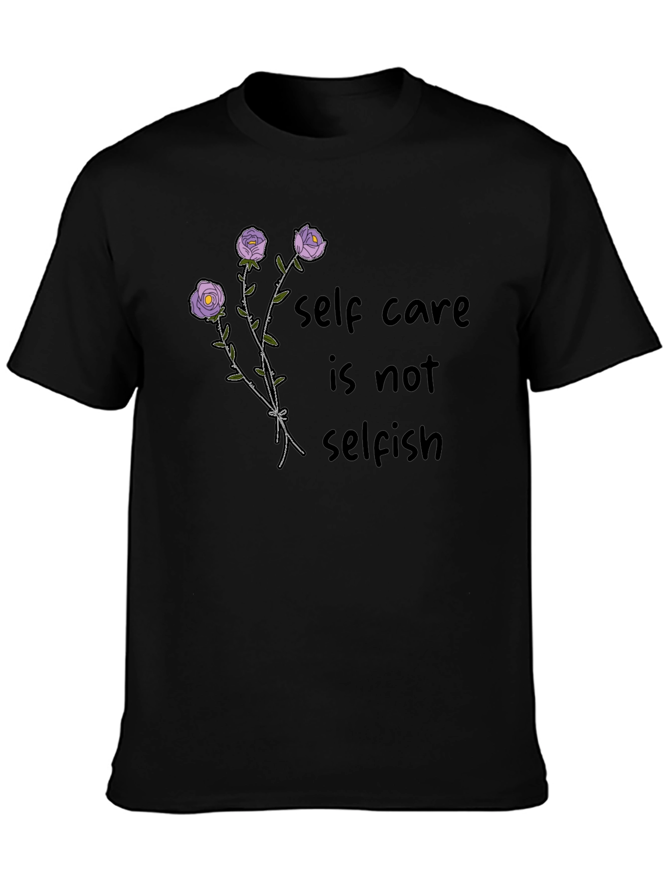 Black Self Care Roses T-Shirt - Soft Cotton, Stylish Design view 3