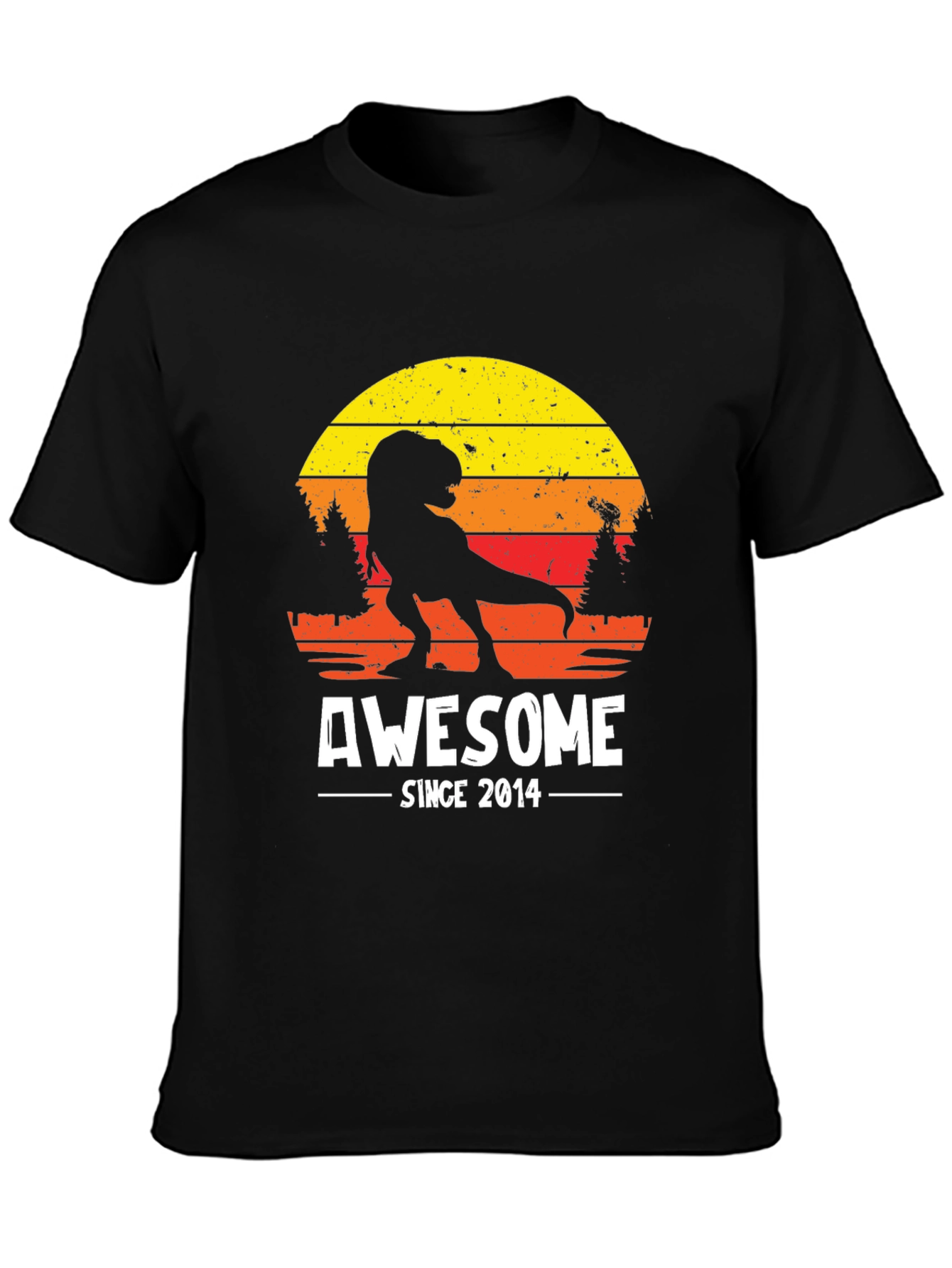 Black Awesome Since 2014 Dinosaur T-Shirt view 3