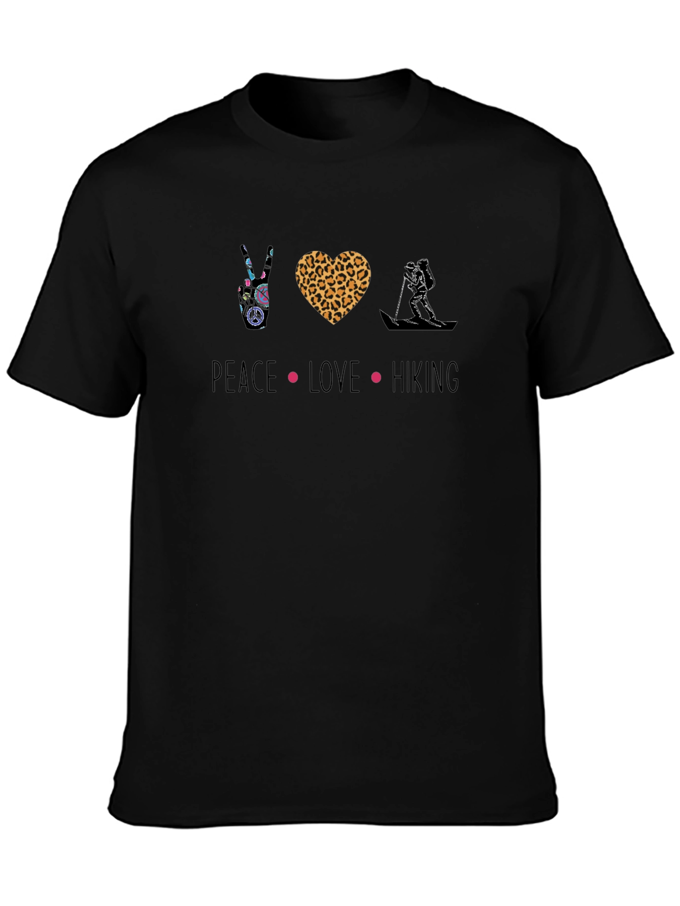 Black Peace Love Hiking Graphic Tee - Black view 3