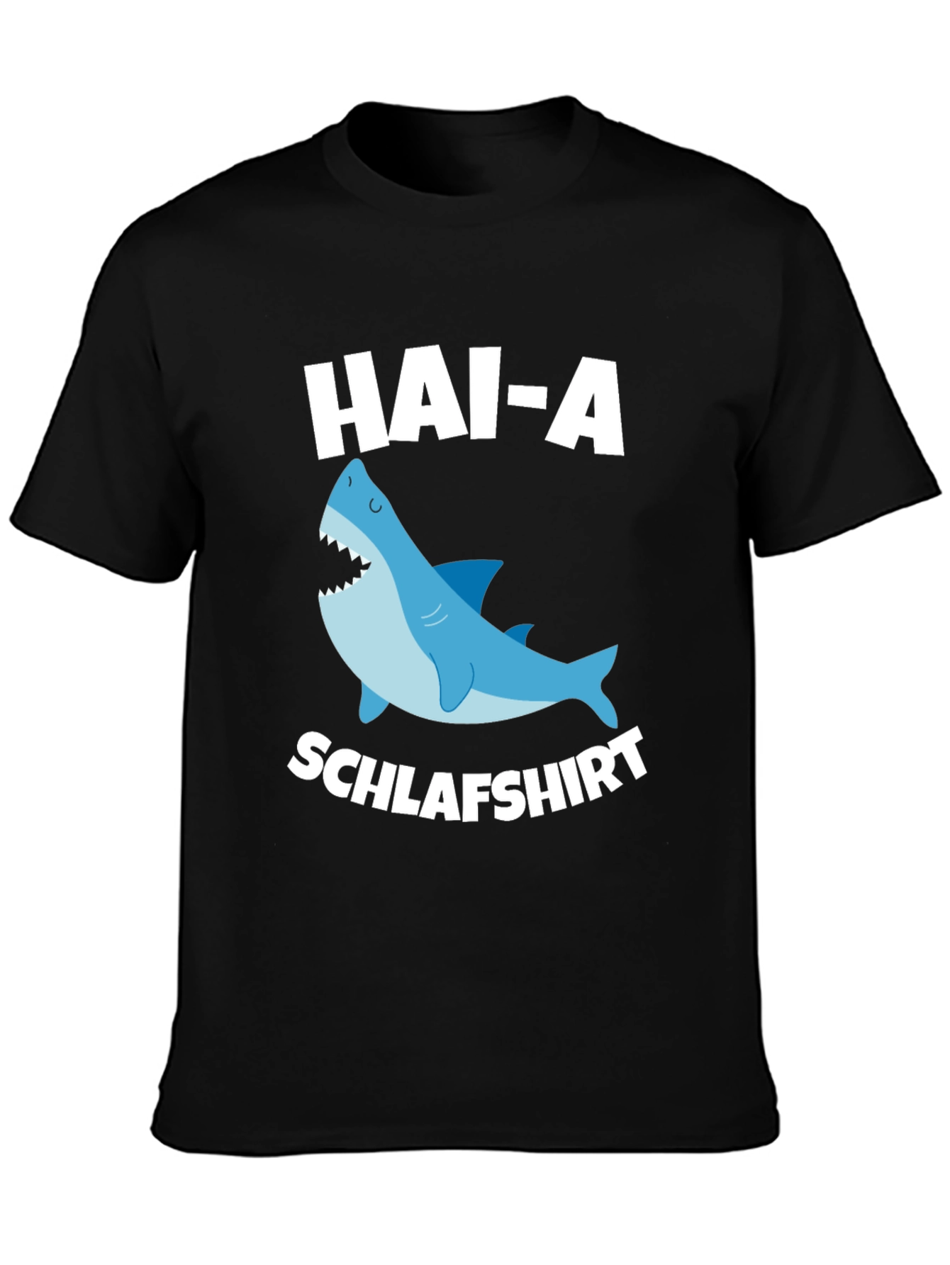 Black Funny Shark T-Shirt - Hai-A Schlafshirt view 3