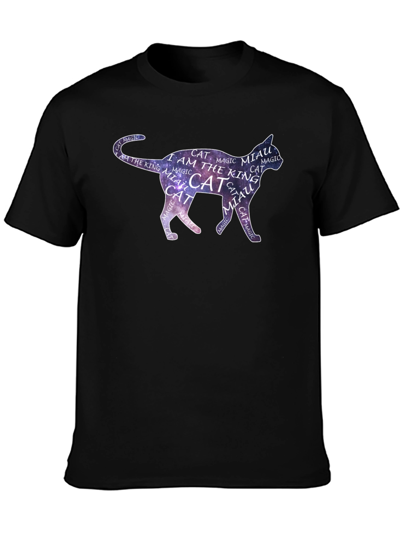 Black Cosmic Cat T-Shirt - Magical Feline Design view 3