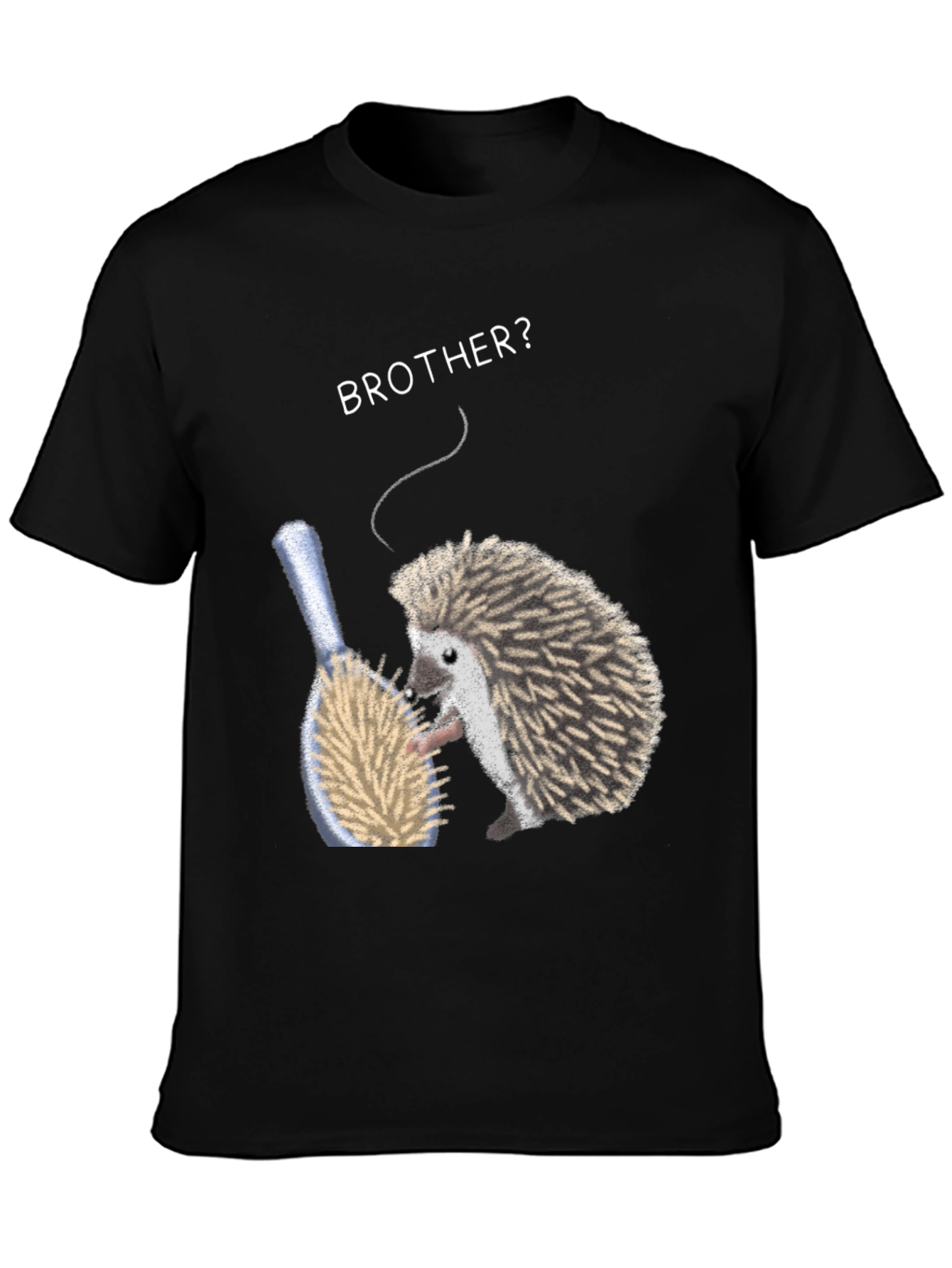 Black Brother Hedgehog Graphic Tee - Quirky Animal Shirt view 3