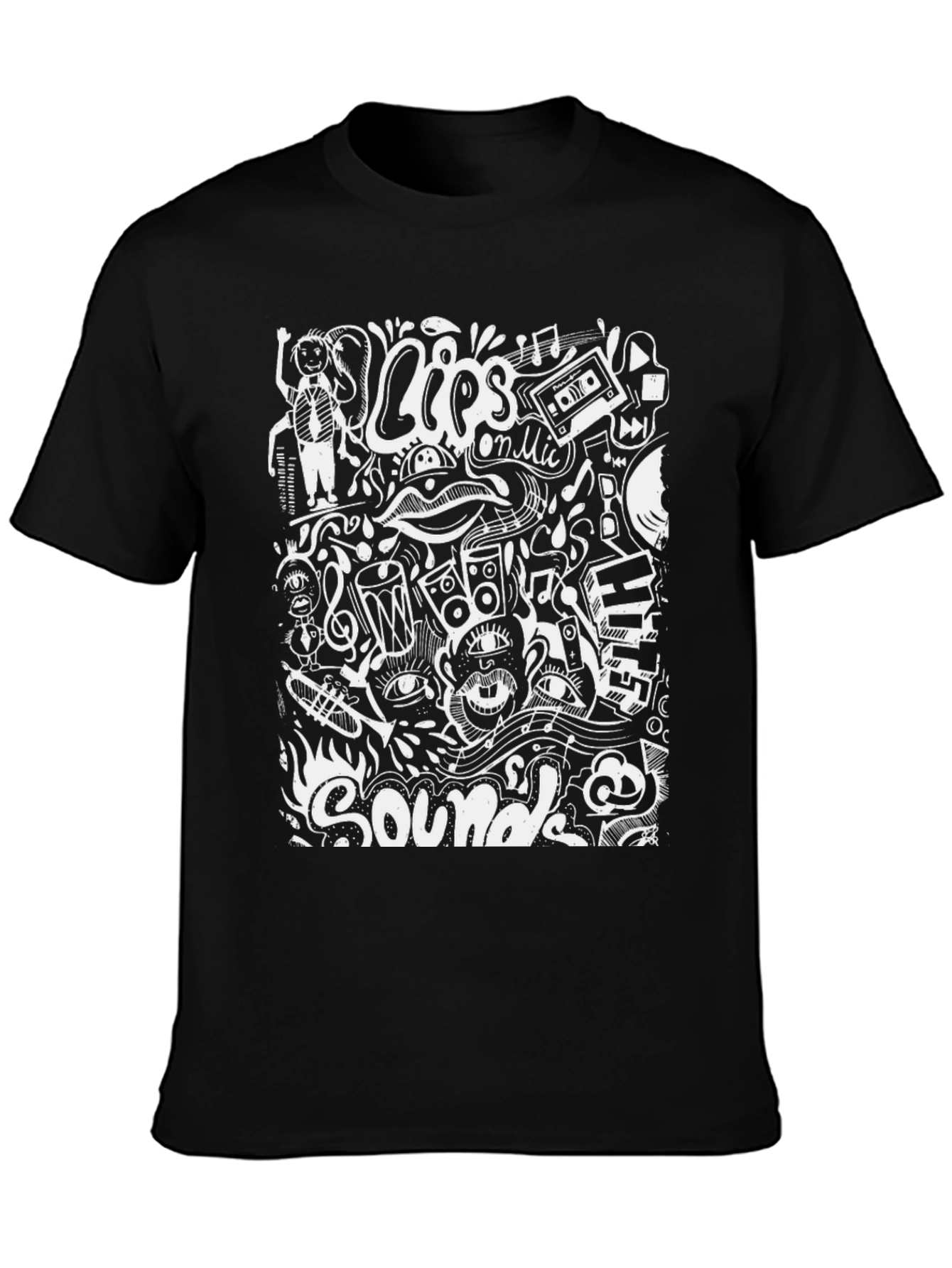Black Black T-Shirt with Unique Sound Design view 3