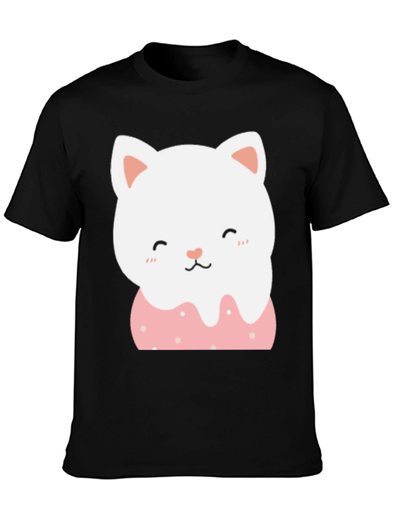 Black Cute Cat Donut T-Shirt - Black view 3