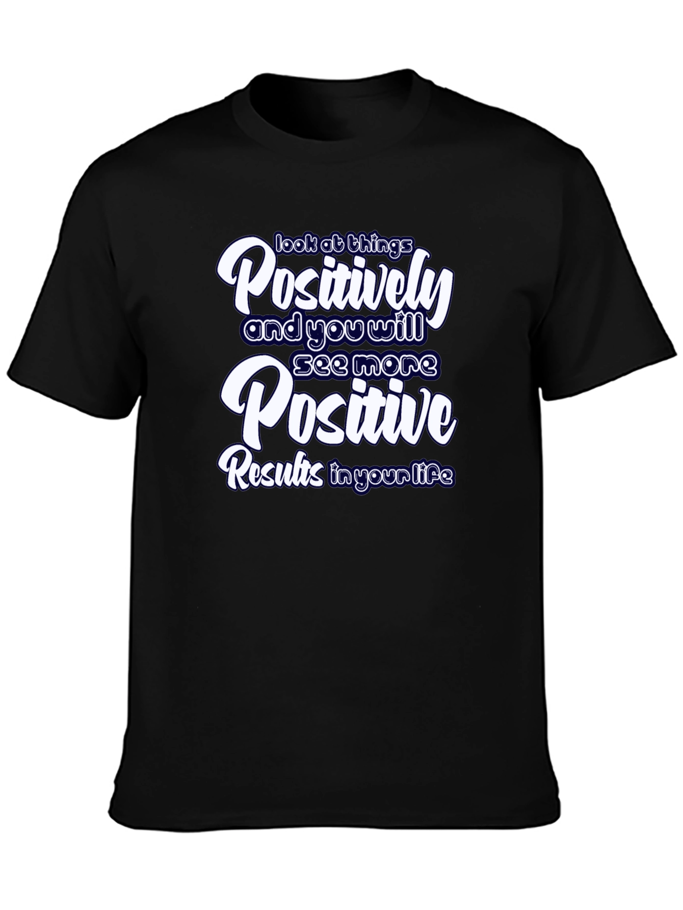 Black Positive Results Graphic Tee - Motivational Black T-Shirt view 3