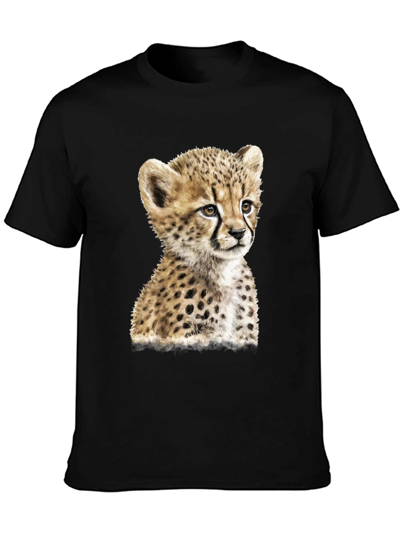 Black Cheetah Cub Graphic Black T-Shirt view 3