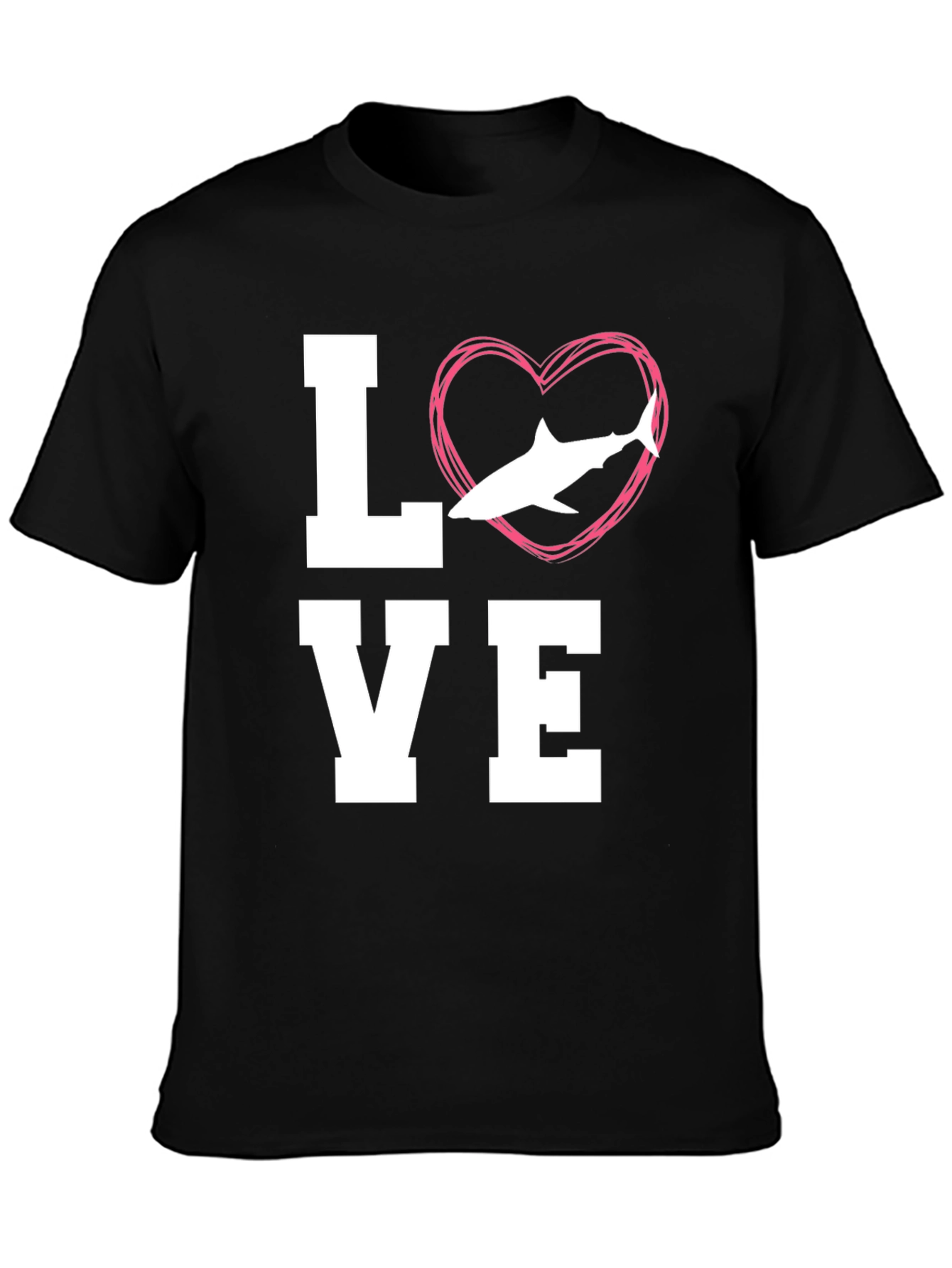 Black Love Shark Black T-Shirt - Animal Lover Tee view 3