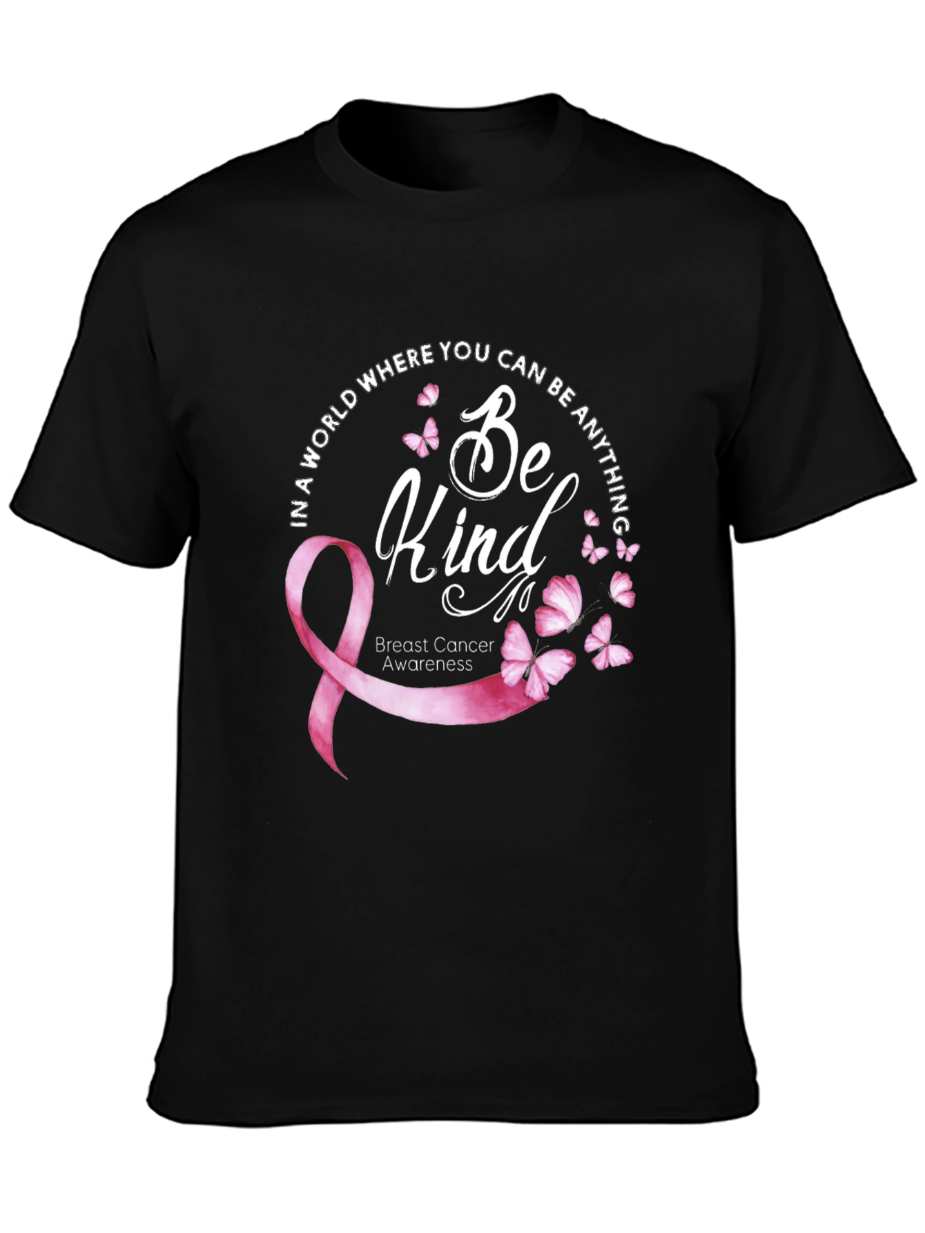 Black Be Kind Breast Cancer Awareness T-Shirt view 3