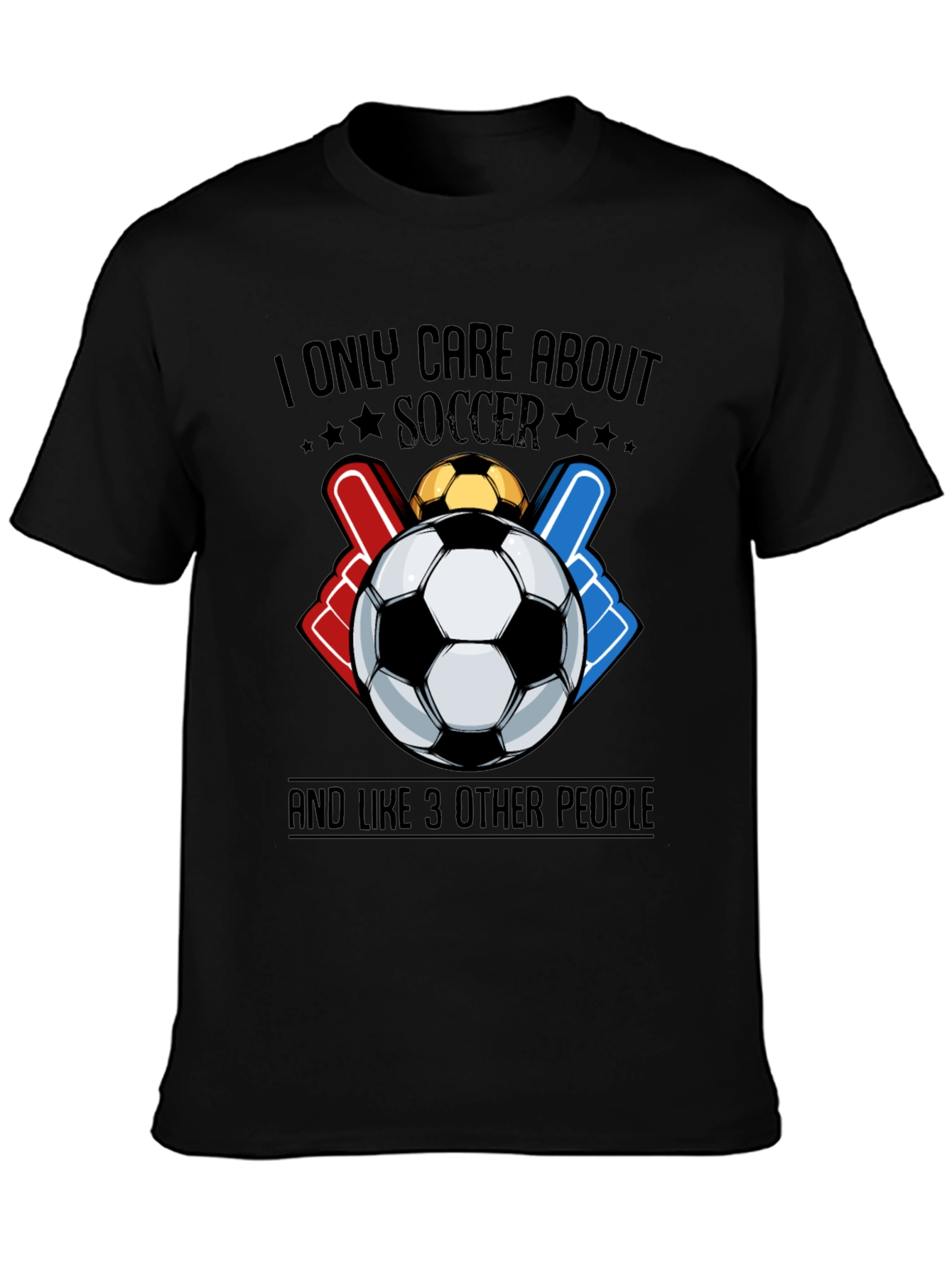 Black Soccer Fan Graphic Tee - I Only Care About Soccer T-Shirt view 3