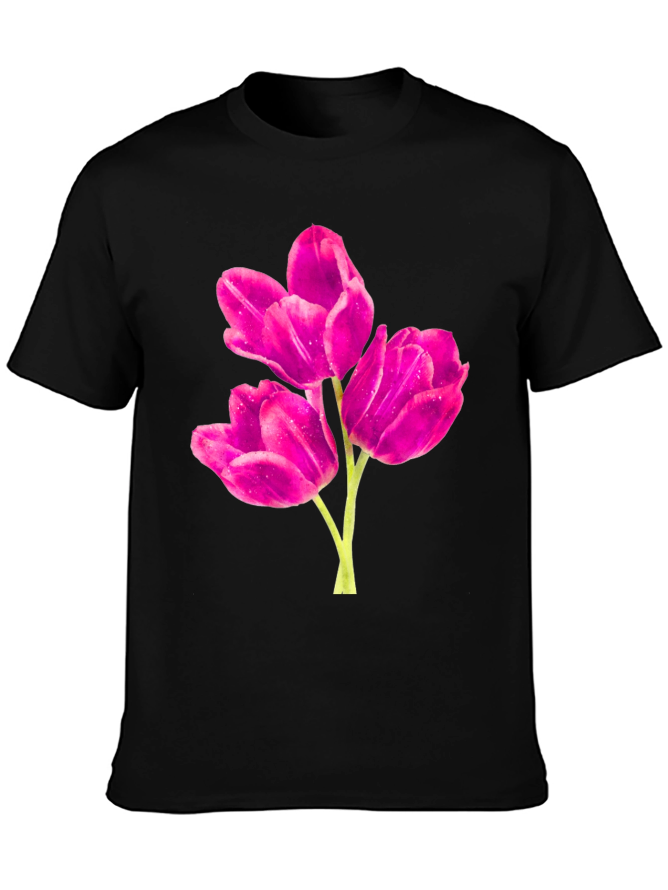 Black Floral Print Crew Neck T-Shirt view 3