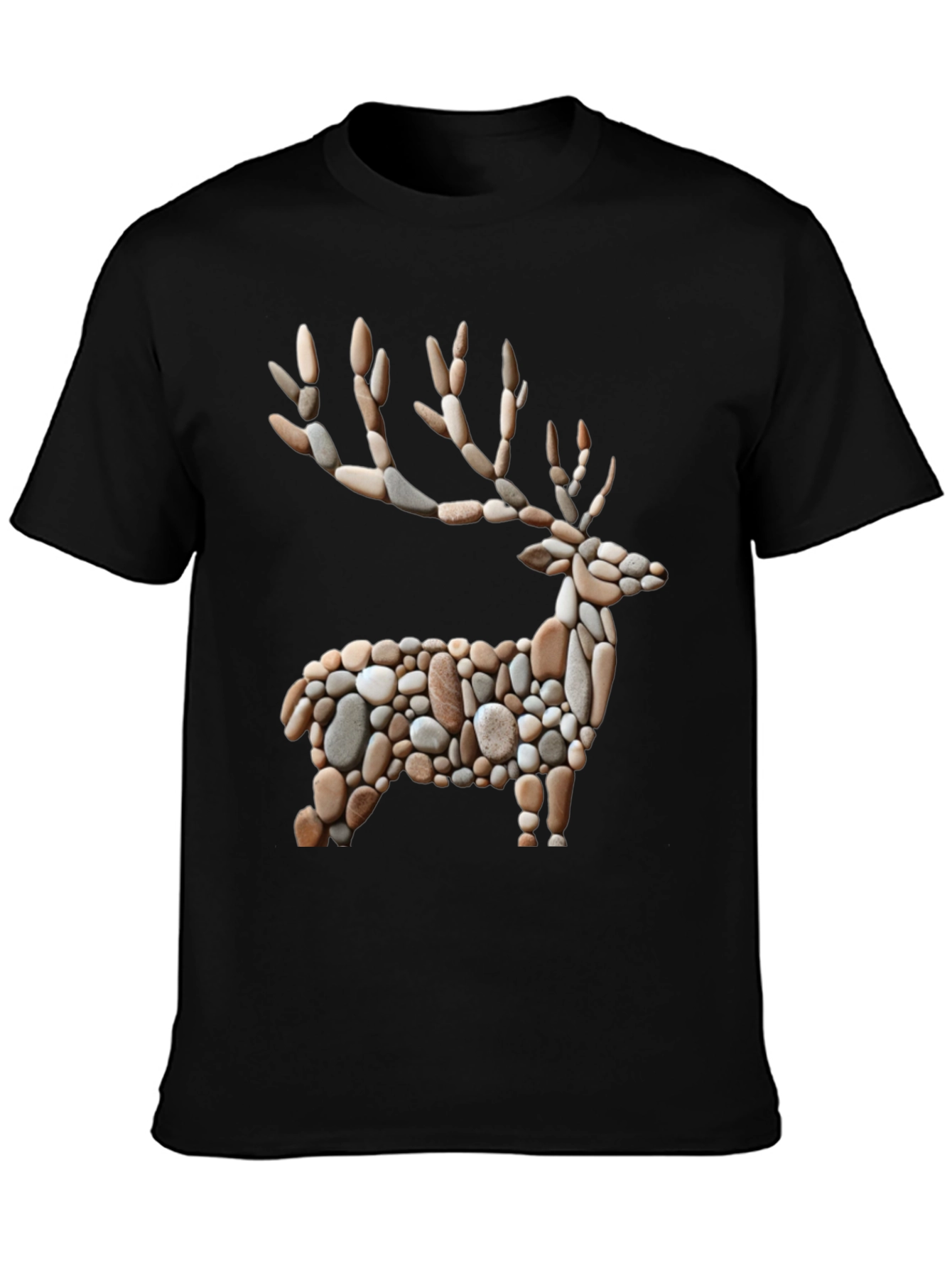 Black Stone Deer Graphic Tee - Unique Nature Inspired Design view 3