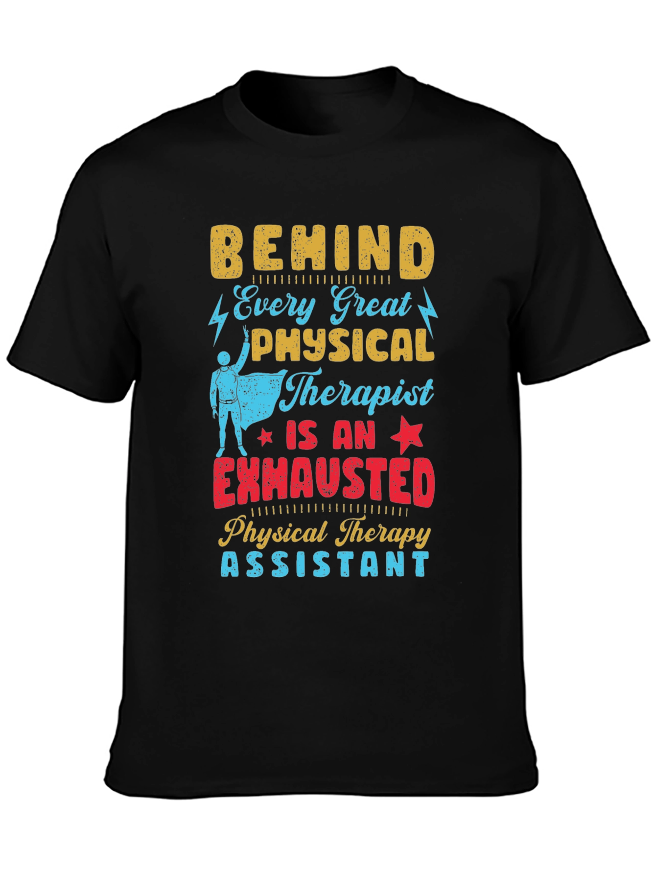 Black Physical Therapy Assistant T-Shirt view 3