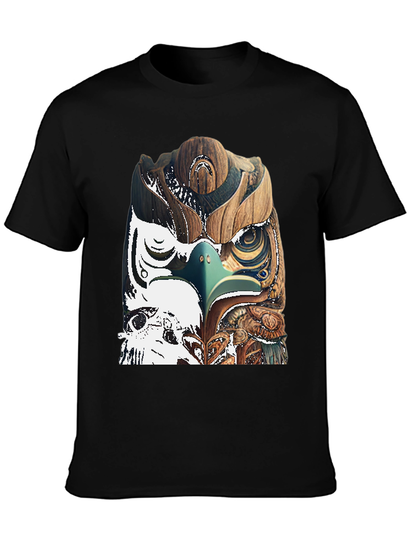 Black Wood Owl Graphic Tee - Unique Nature Style view 3